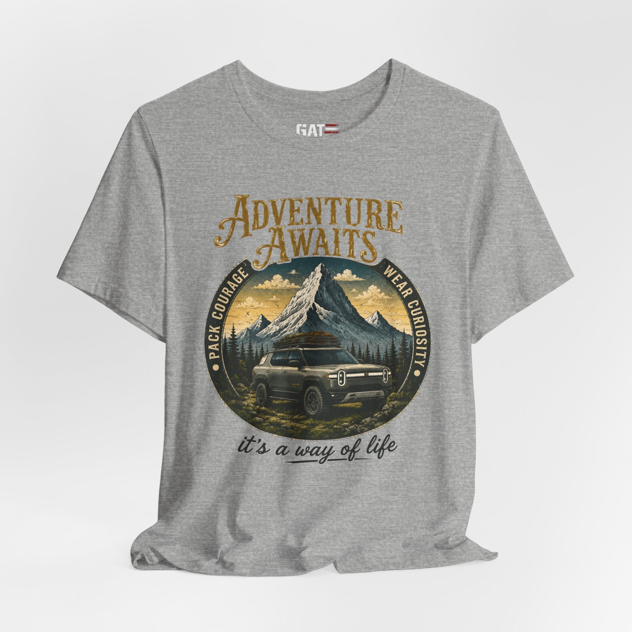 Adventure Awaits Shirt, Rivian Camping, Mountain Adventure Tee, Overlanding Shirt, Off Road SUV Graphic Tee, Outdoor, Nature Lover Shirt