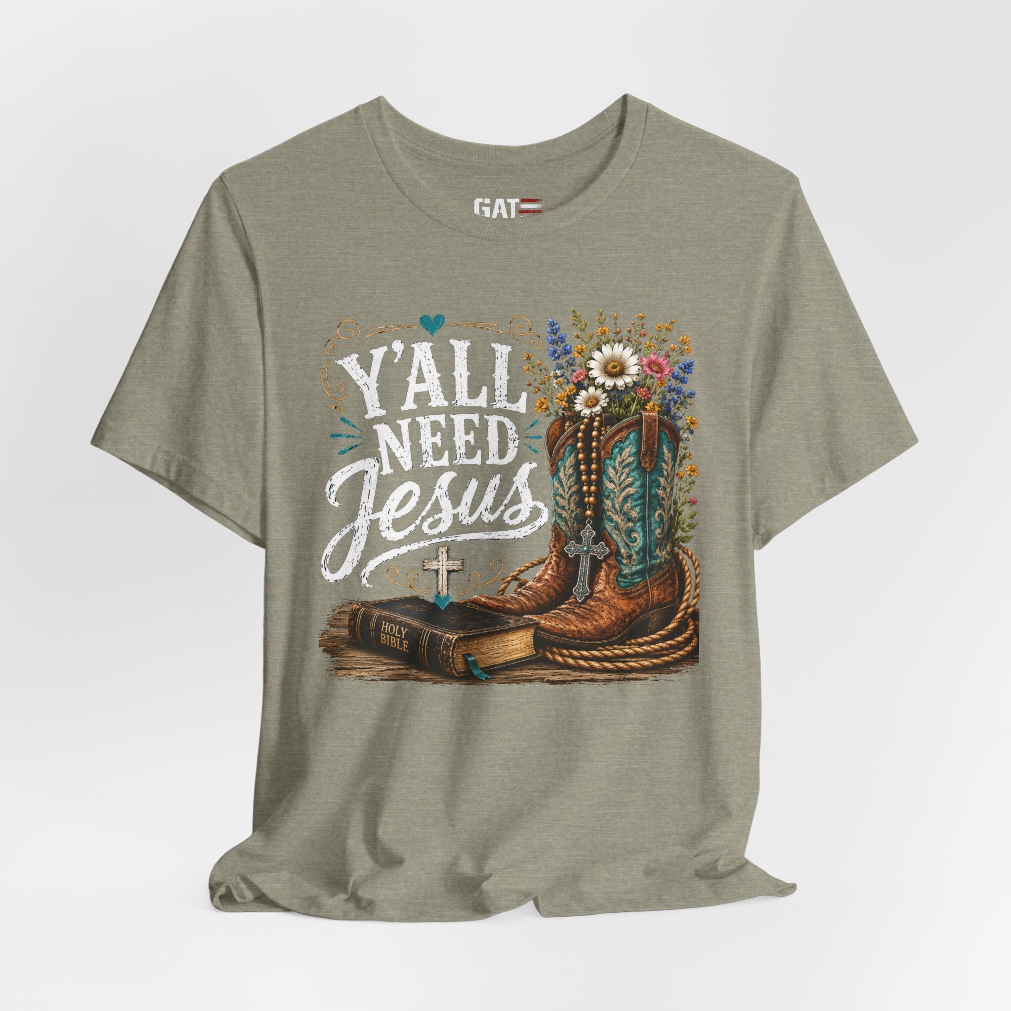 Y'all Need Jesus Shirt, Christian Western Shirt, Cowgirl Faith Tee, Cowboy Boots Floral Shirt, Country Christian Gift for Women