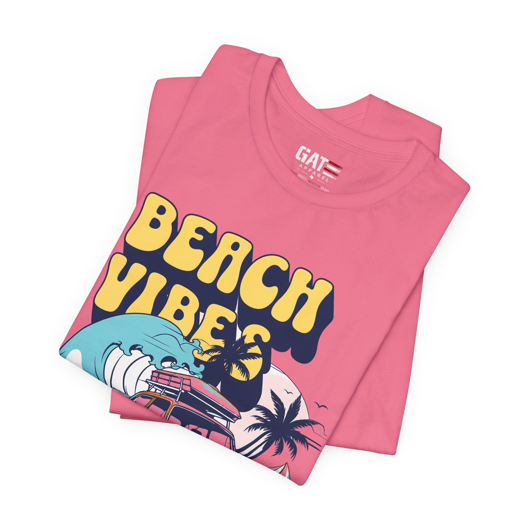 Beach Vibes Shirt, Retro Beach Tee, Vintage Summer Shirt, Coastal Vacation T Shirt, Surf Car Graphic Tee, Groovy Beach Lover Gift