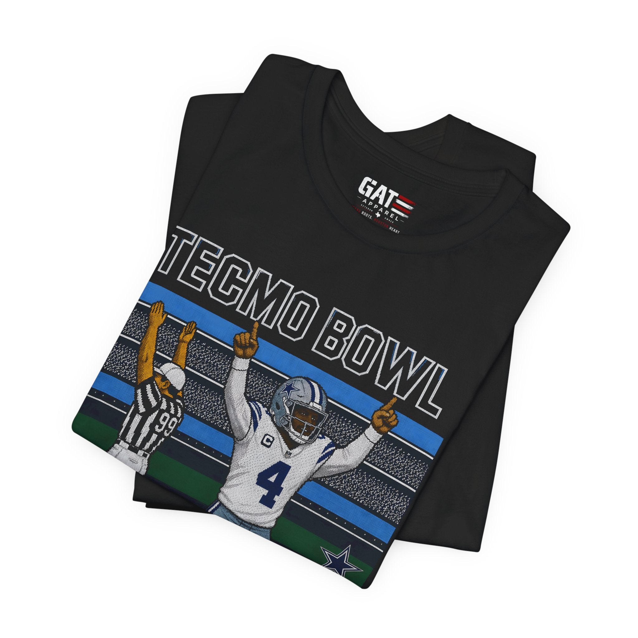 Dak Prescott Tecmo Bowl Shirt, Here We Go Dallas Football Team Tee, Retro Pixel Art Quarterback Game Day Gift