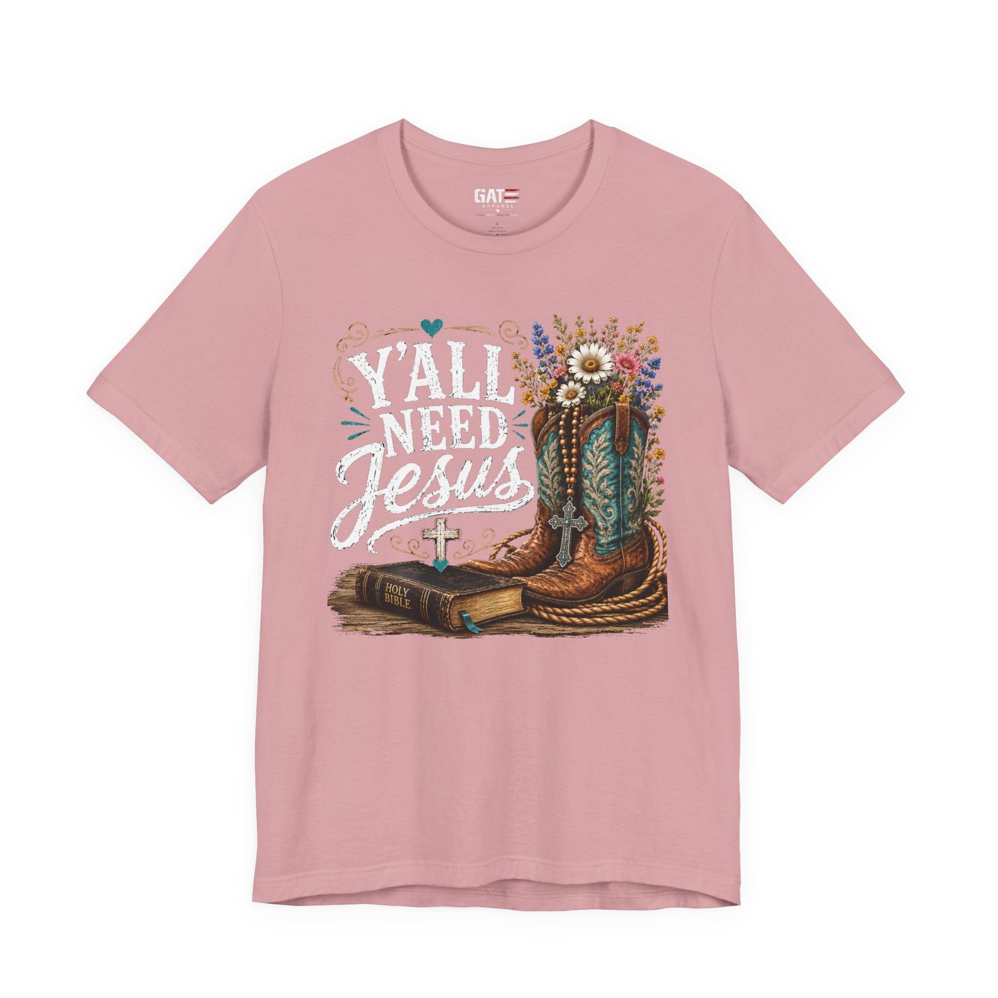 Y'all Need Jesus Shirt, Christian Western Shirt, Cowgirl Faith Tee, Cowboy Boots Floral Shirt, Country Christian Gift for Women
