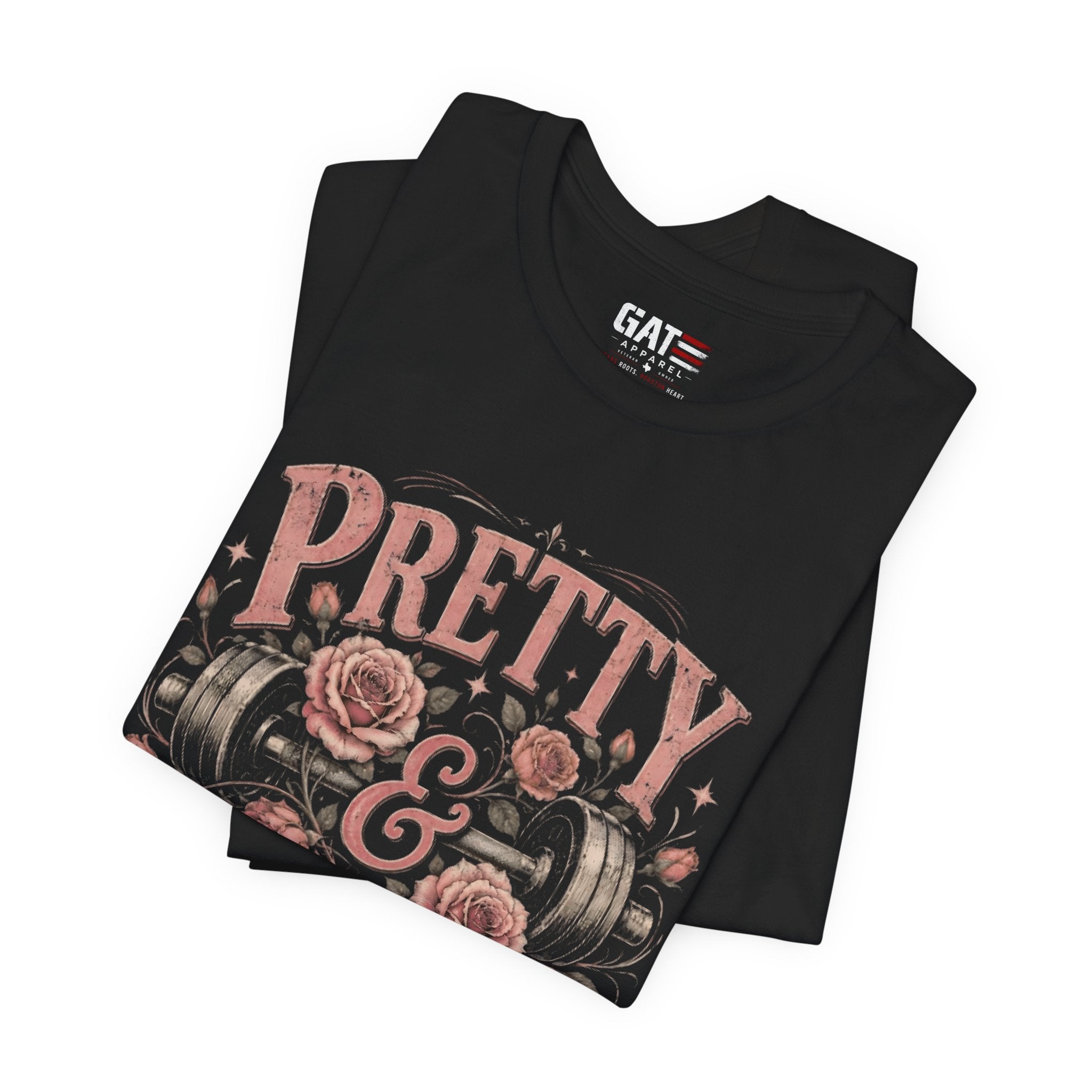 Pretty and Powerful Shirt, Women's Gym Shirt, Weightlifting Tee, Cute Fitness Shirt, Workout Gift for Strong Women