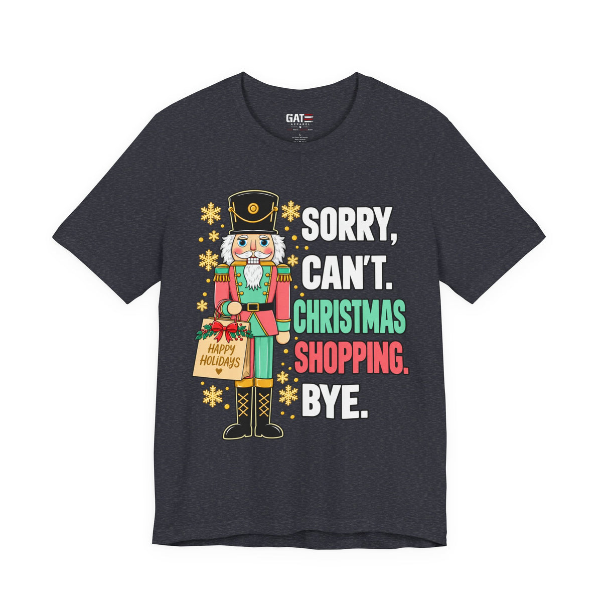 Christmas shopping nutcracker graphic T-shirt with humorous holiday design - product image 10