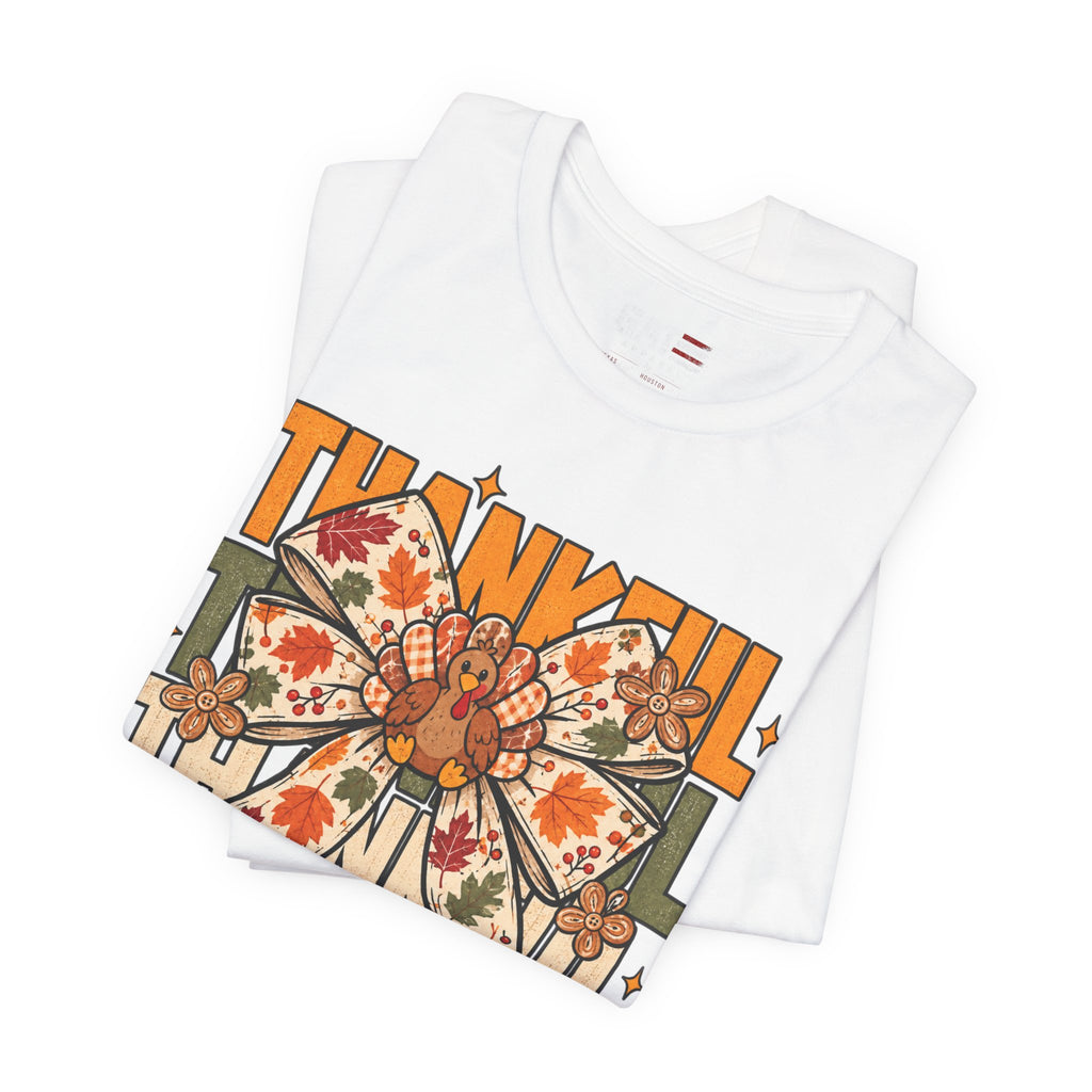 Thankful Bow Tee — Retro Fall Thanksgiving Graphic T-Shirt