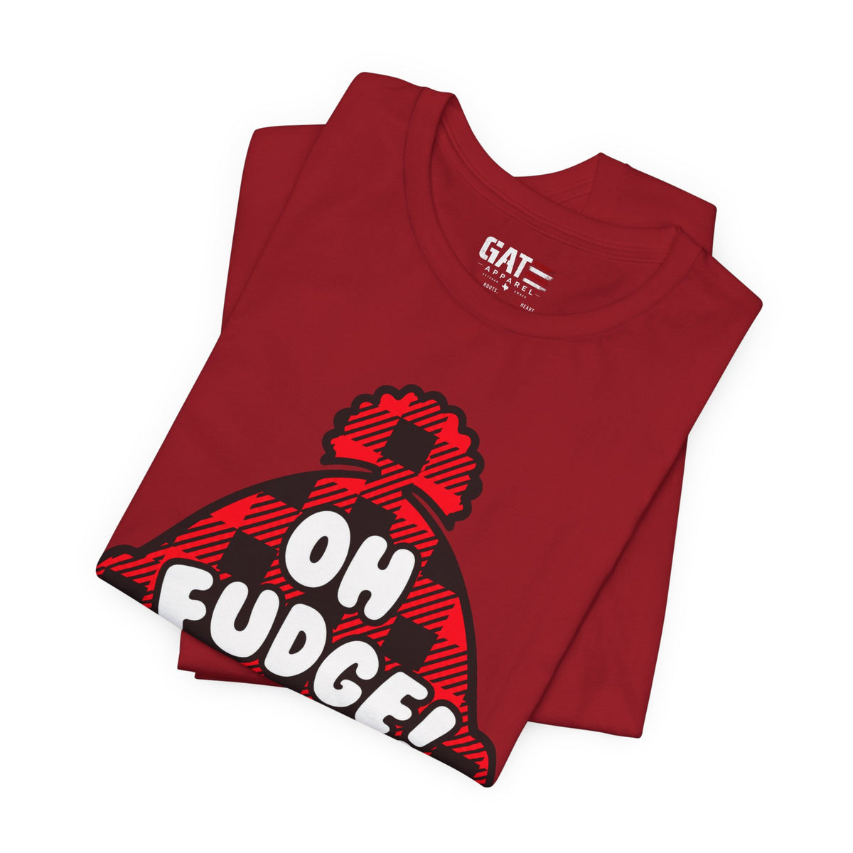 Oh Fudge! Plaid Beanie Graphic Tee — Funny Holiday Winter Shirt