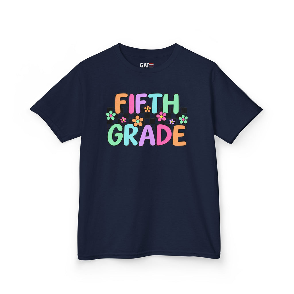 Custom Grade Level Shirt for Kids – Retro Checkered Floral Back to School Tee