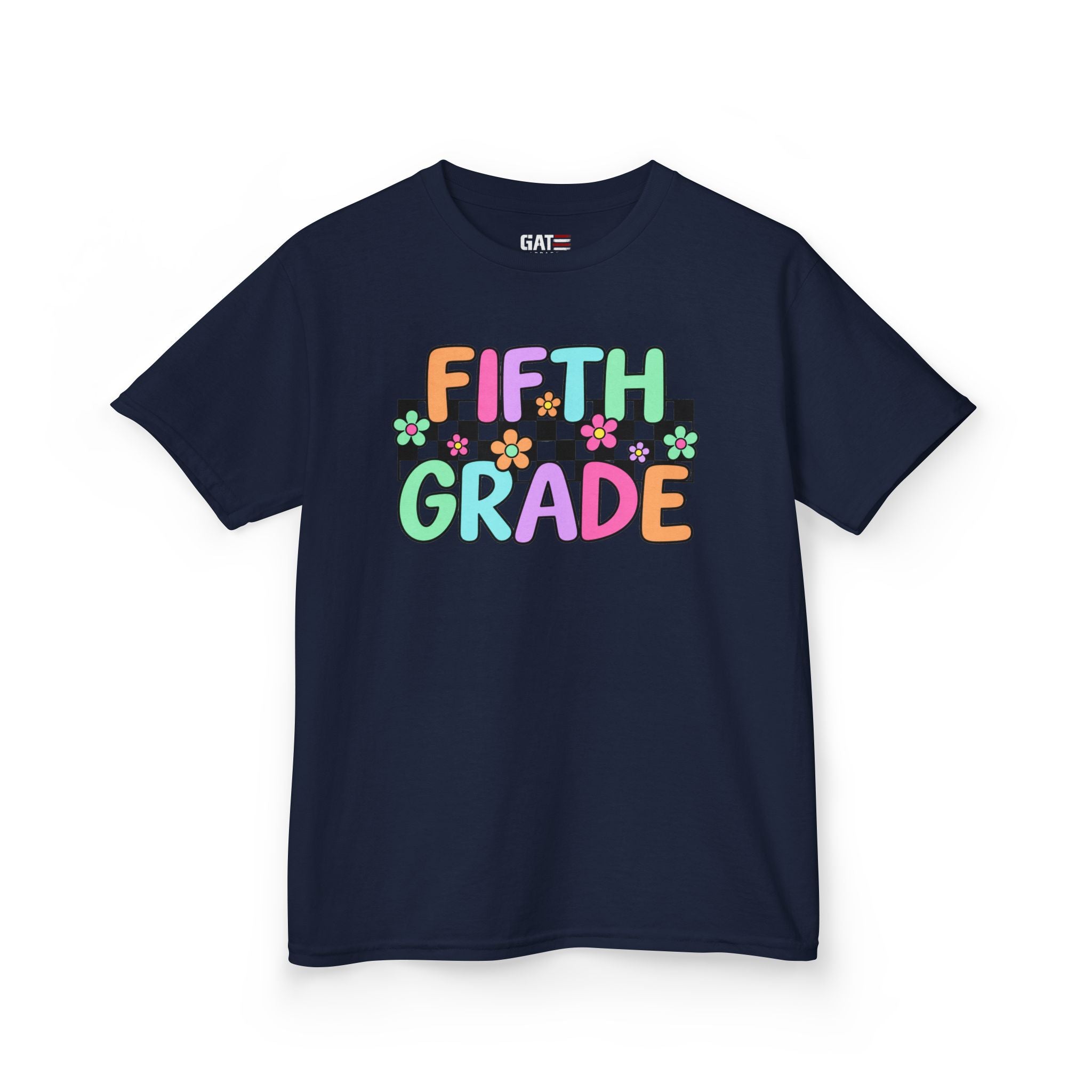 Custom Grade Level Shirt for Kids – Retro Checkered Floral Back to School Tee
