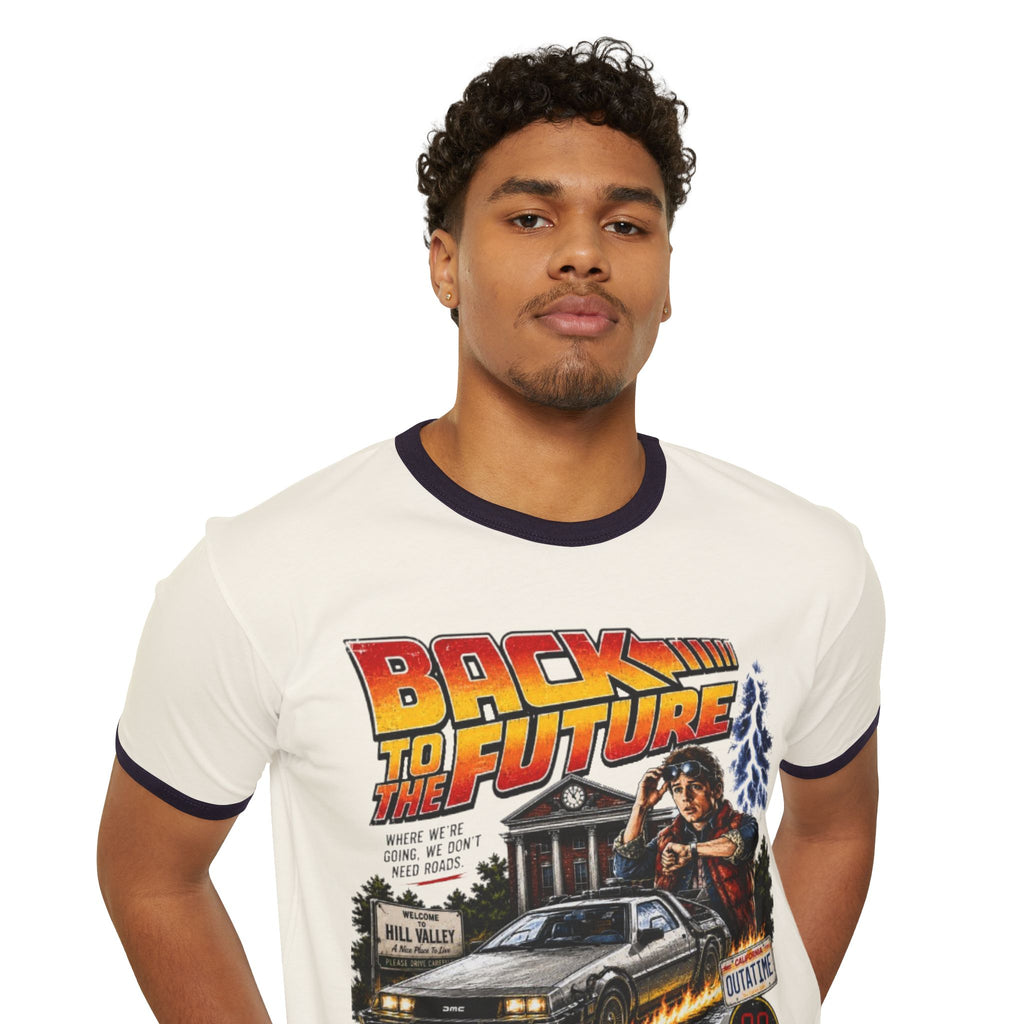 Back to the Future Ringer T-Shirt – Retro 80s Movie Graphic Tee