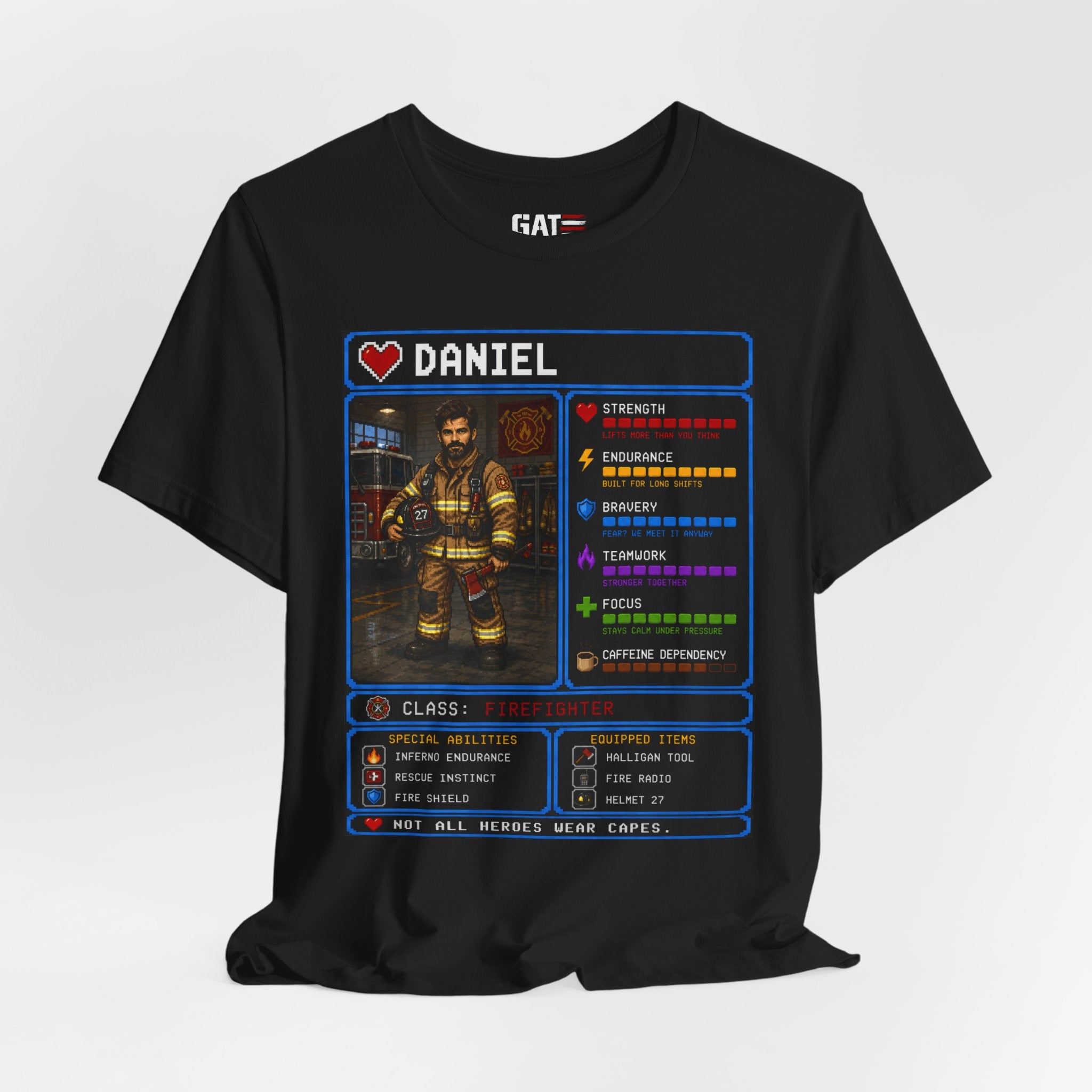 Custom Firefighter RPG Character Shirt | Personalized Firefighter Gift