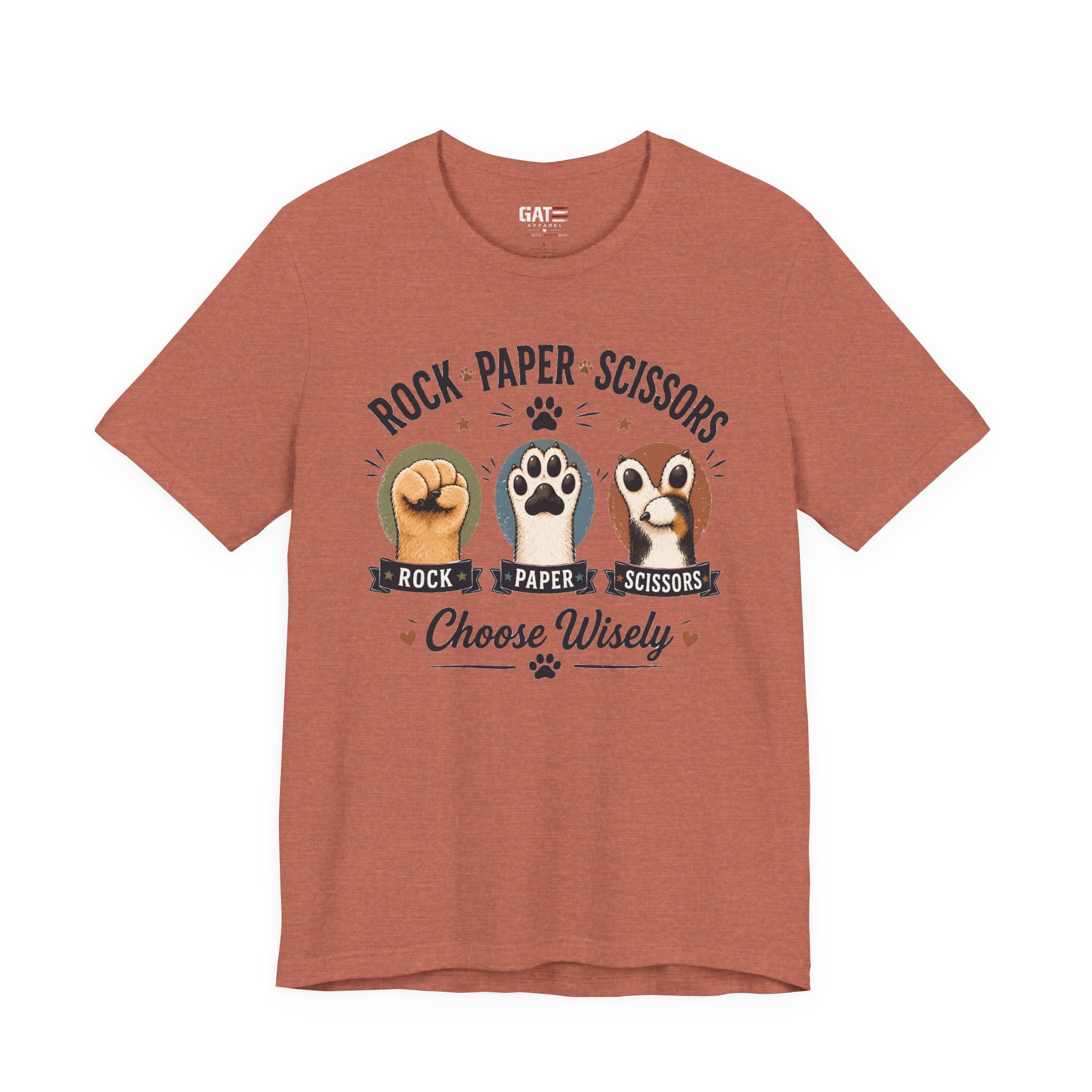 Rock Paper Scissors Cat Shirt, Funny Cat Lover Tee, Cat Paw Graphic Shirt, Cute Pet Mom Gift, Choose Wisely Cat Tee, Cat Dad Shirt