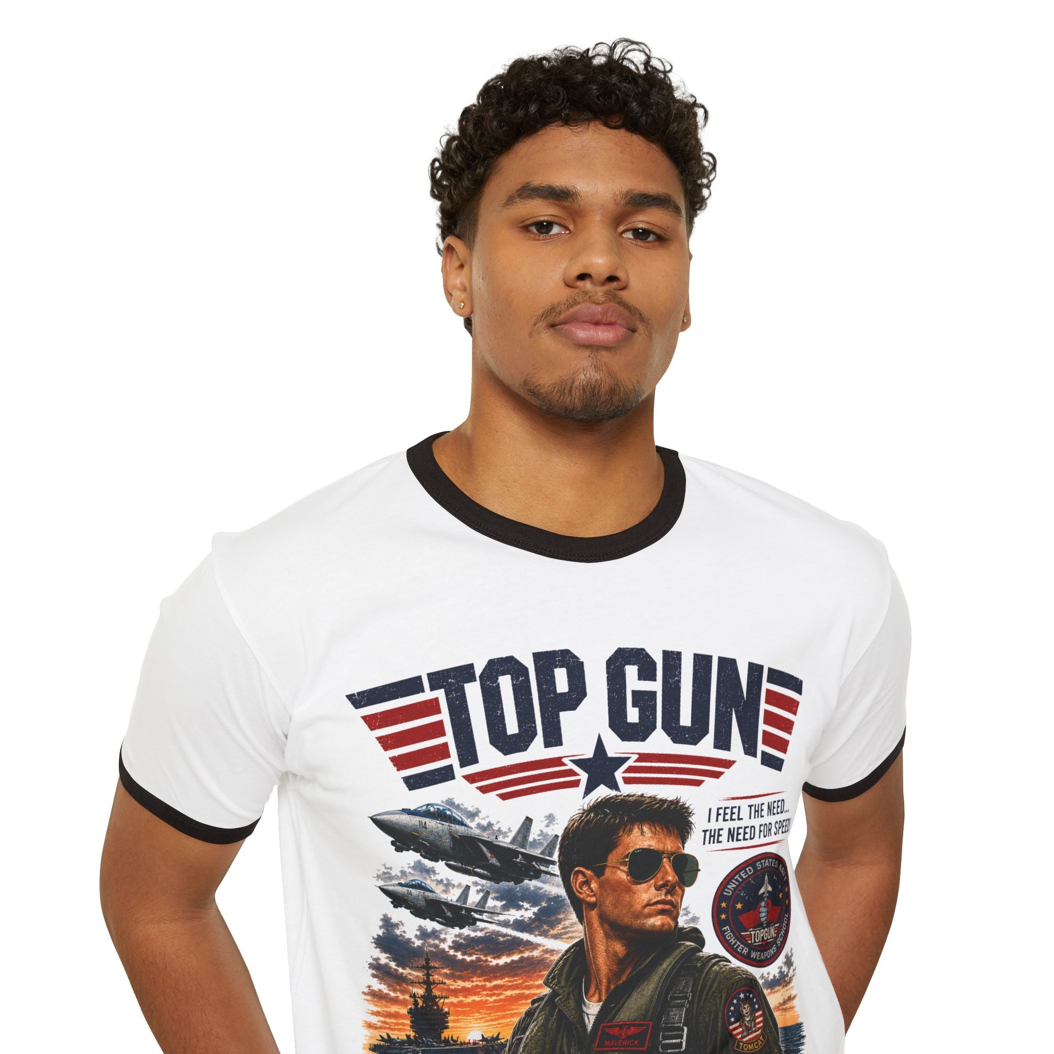 Top Gun Maverick Ringer T-Shirt – Retro Aviator Pilot Graphic Tee