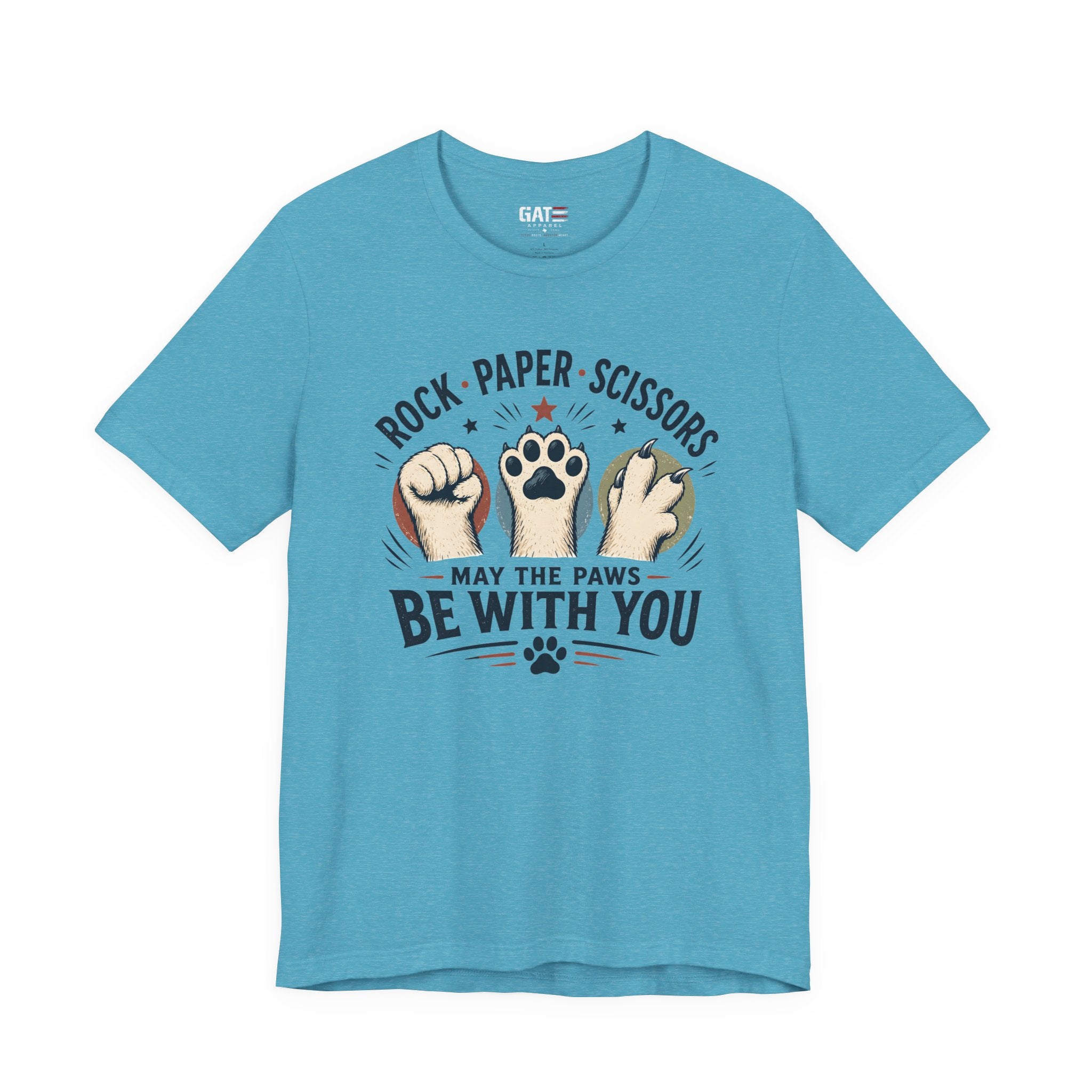 Rock Paper Scissors Cat Shirt, May The Paws Be With You Tee, Funny Cat Lover Gift, Cute Pet Paw Graphic Tee, Cat Mom Dad Shirt