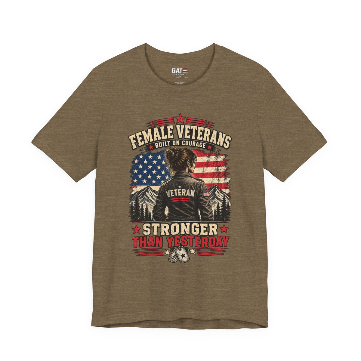 Built on Courage Female Veteran Shirt | Patriotic Tee