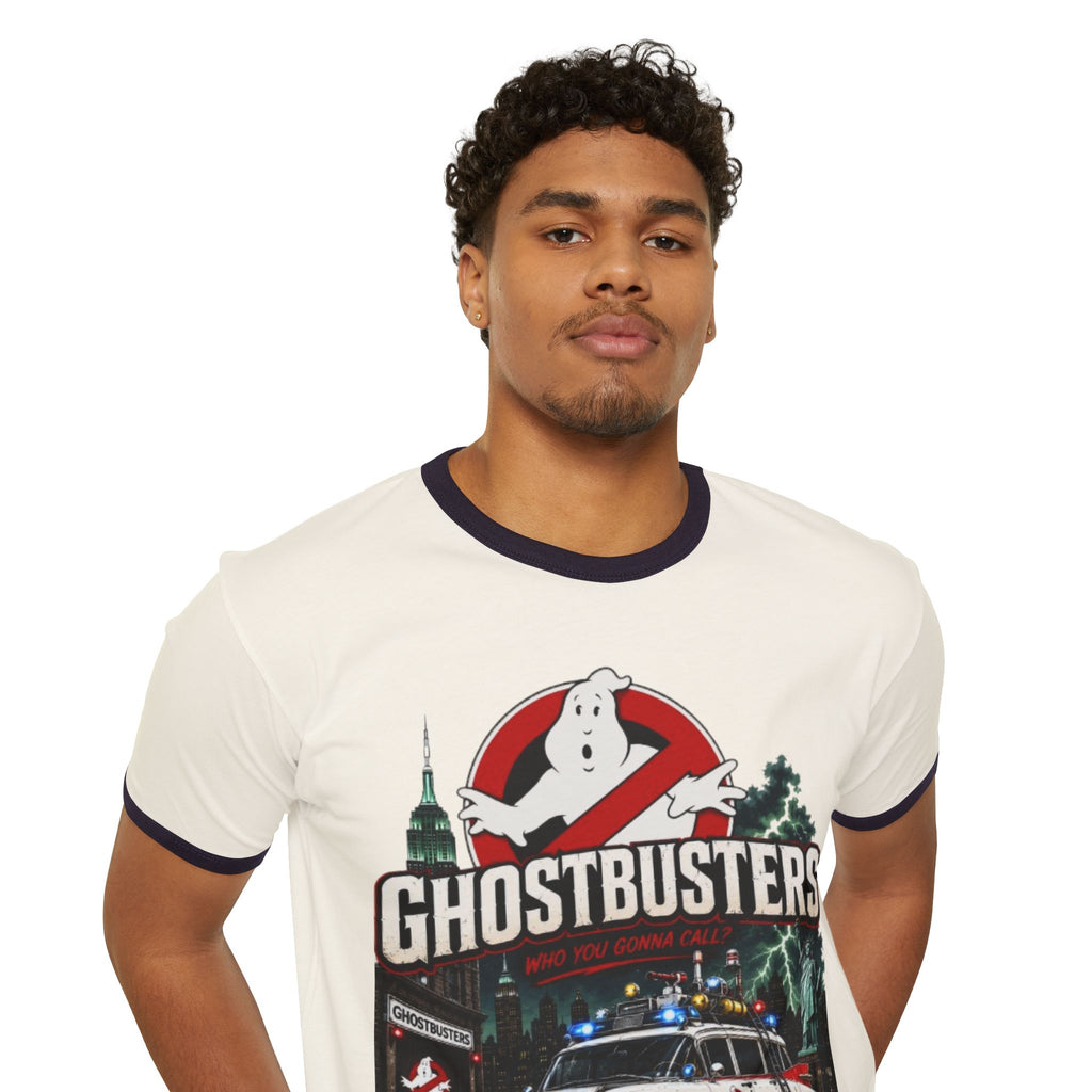 Ghostbusters Vintage Ringer T-Shirt — Ecto-1 Logo "We're Ready to Believe You"