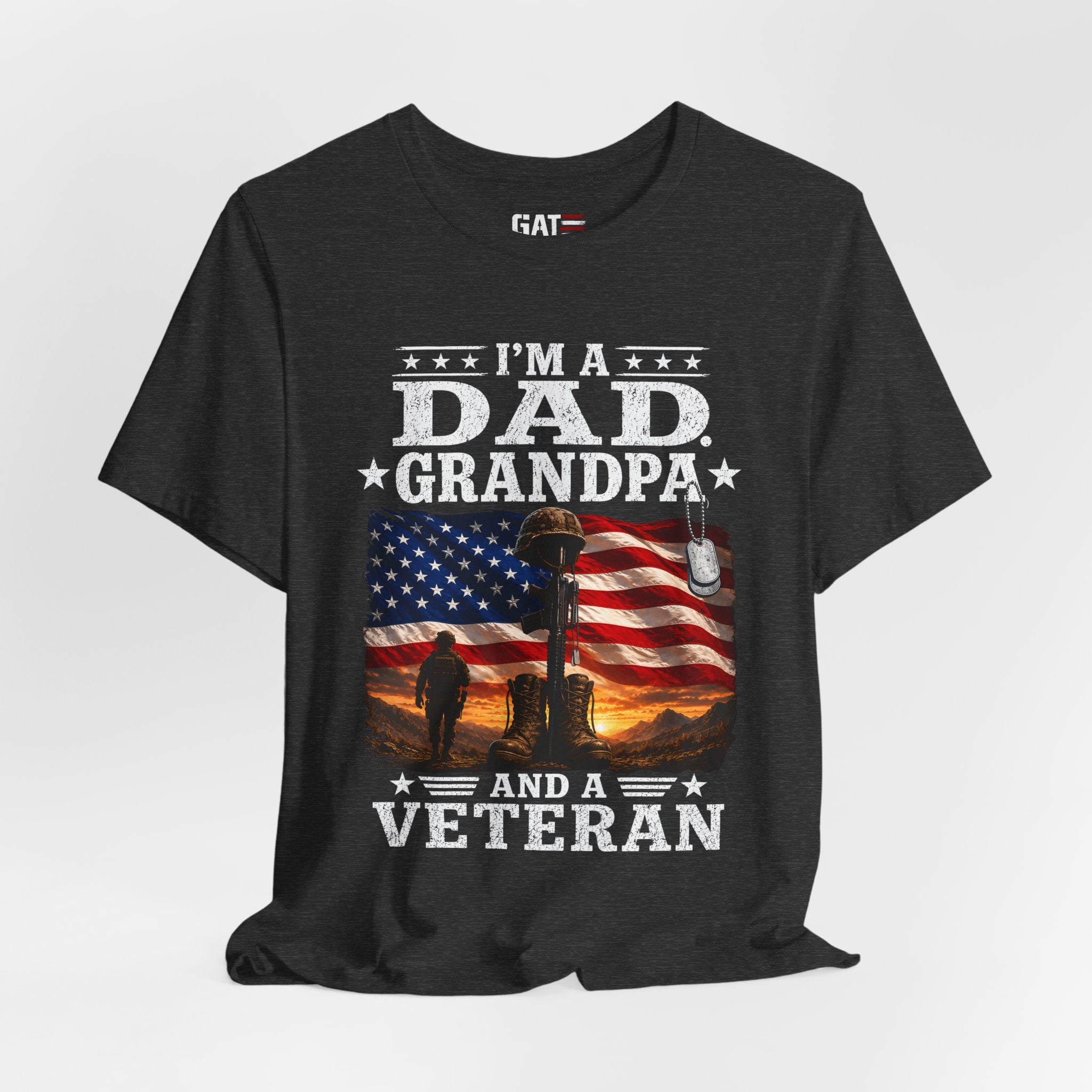 Veteran Grandpa Shirt, I'm A Dad Grandpa And A Veteran Tee, Military Father Gift, Patriotic USA Flag Shirt for Veterans