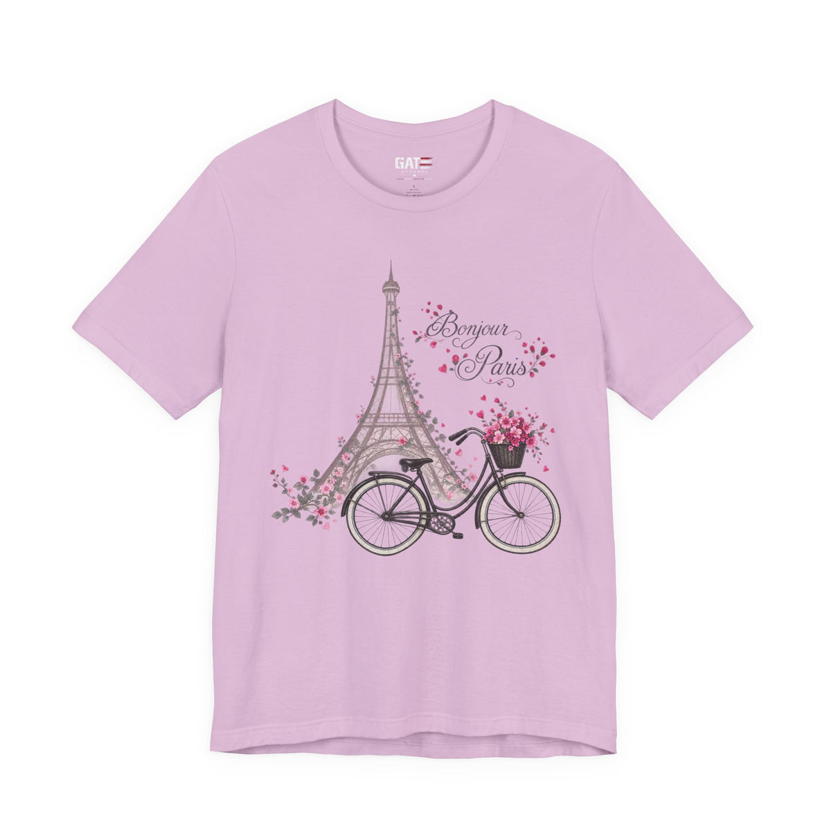 Bonjour Paris Eiffel Tower bicycle and floral graphic T-shirt - product image 13