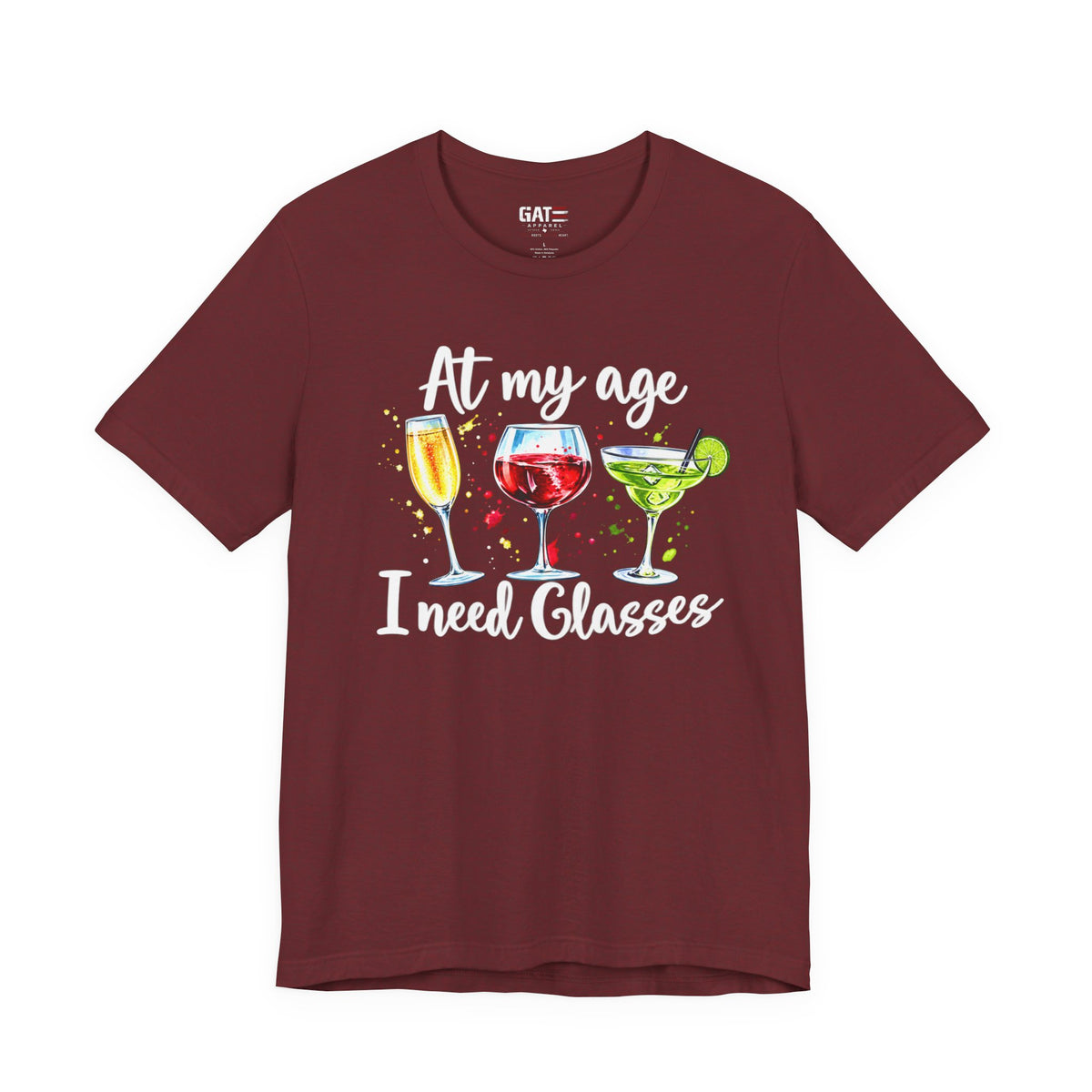 At My Age I Need Glasses humorous cocktail glasses graphic T-shirt - product image 13