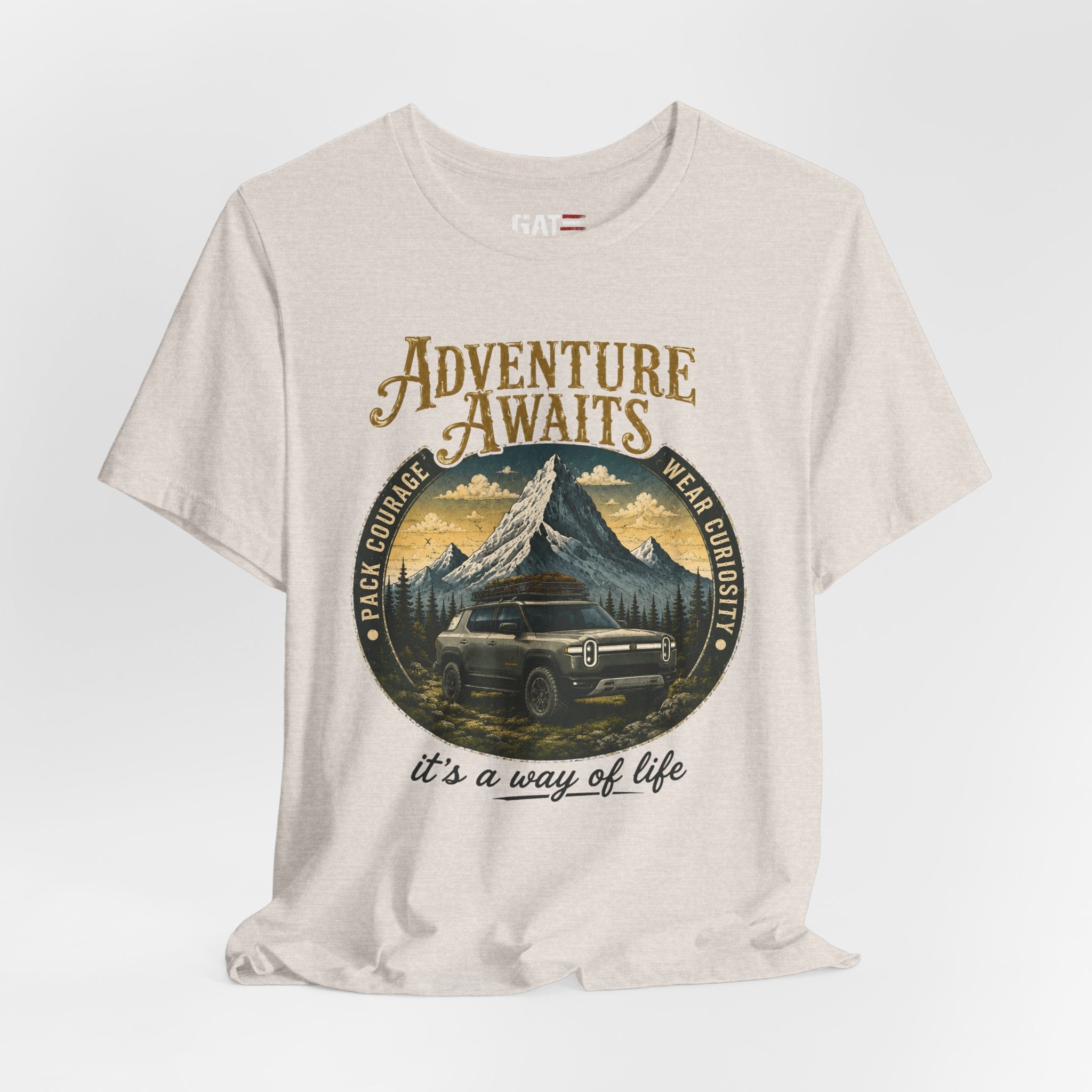 Adventure Awaits Shirt, Rivian Camping, Mountain Adventure Tee, Overlanding Shirt, Off Road SUV Graphic Tee, Outdoor, Nature Lover Shirt