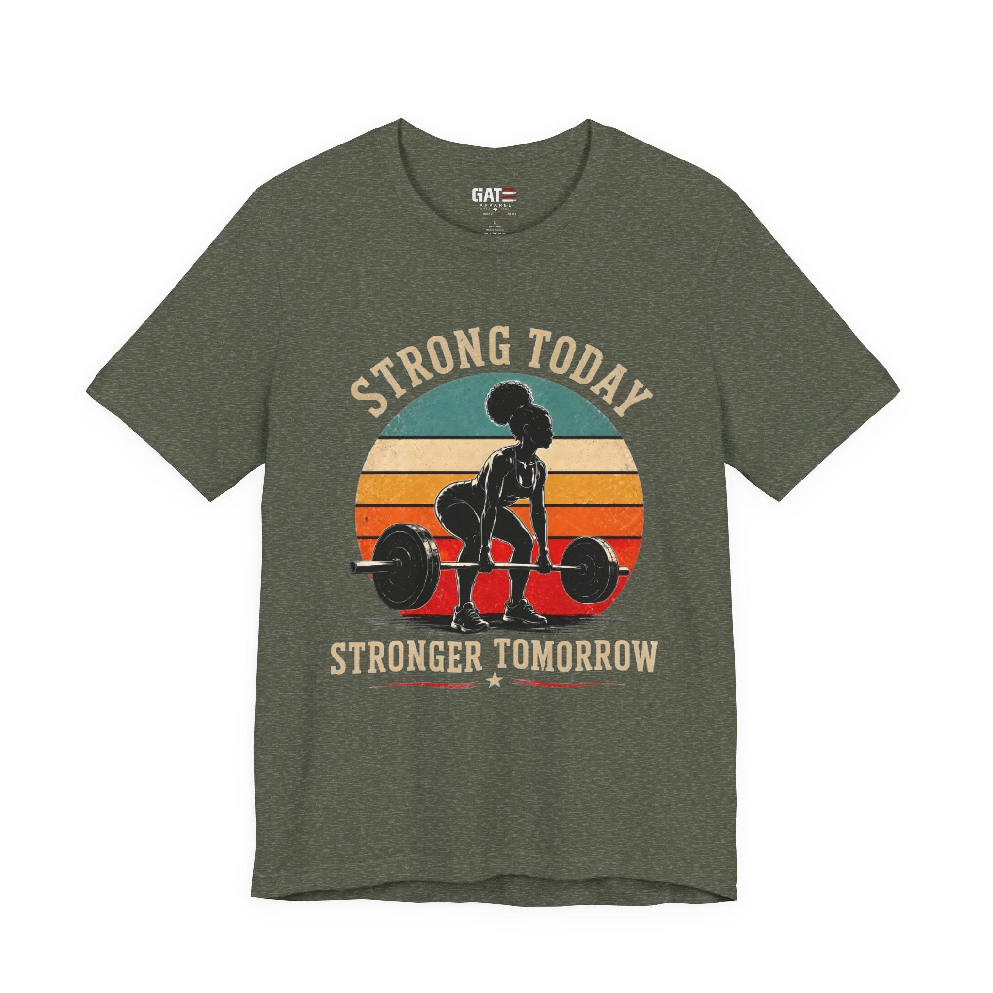 Strong Today Stronger Tomorrow Shirt, Women's Gym Shirt, Retro Weightlifting Tee, Fitness Gift for Women