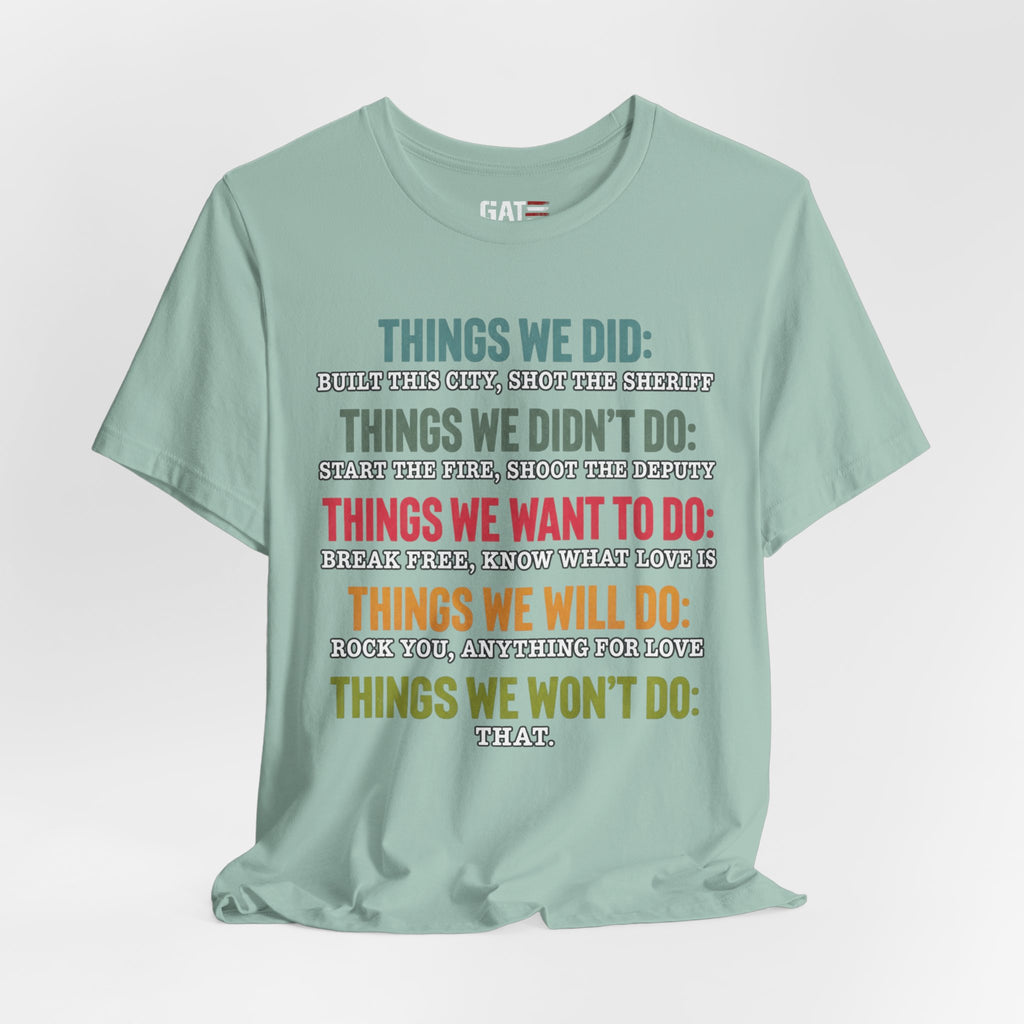 Things We Will Do Checklist T-Shirt — Funny Motivational List Tee