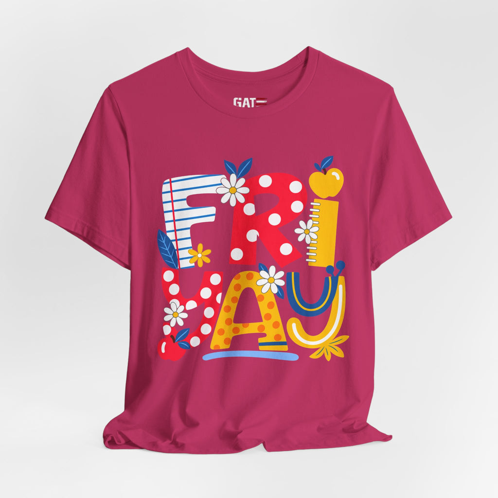 Teacher shirt FRIYAY Floral Tee — Colorful Spring Graphic T‑Shirt