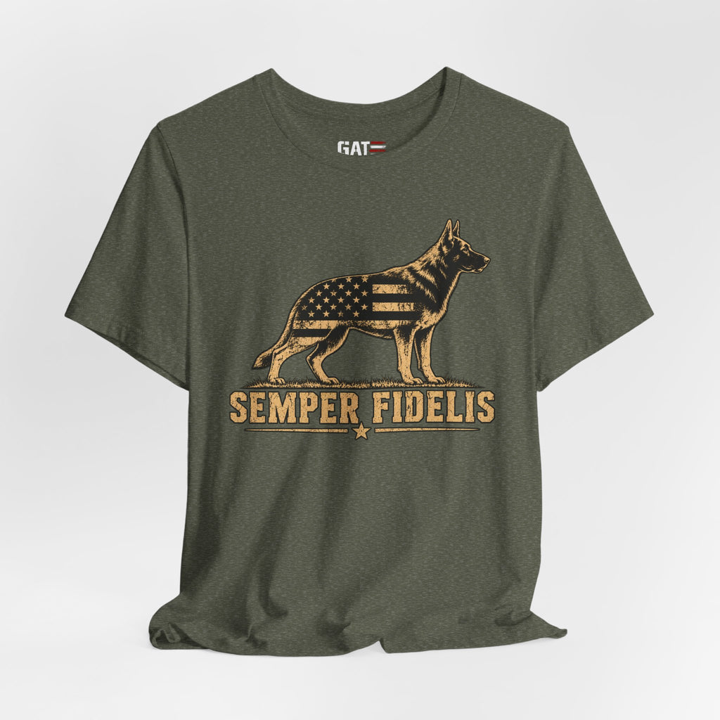 Semper Fidelis German Shepherd T-Shirt — Patriotic Military K9 Tee