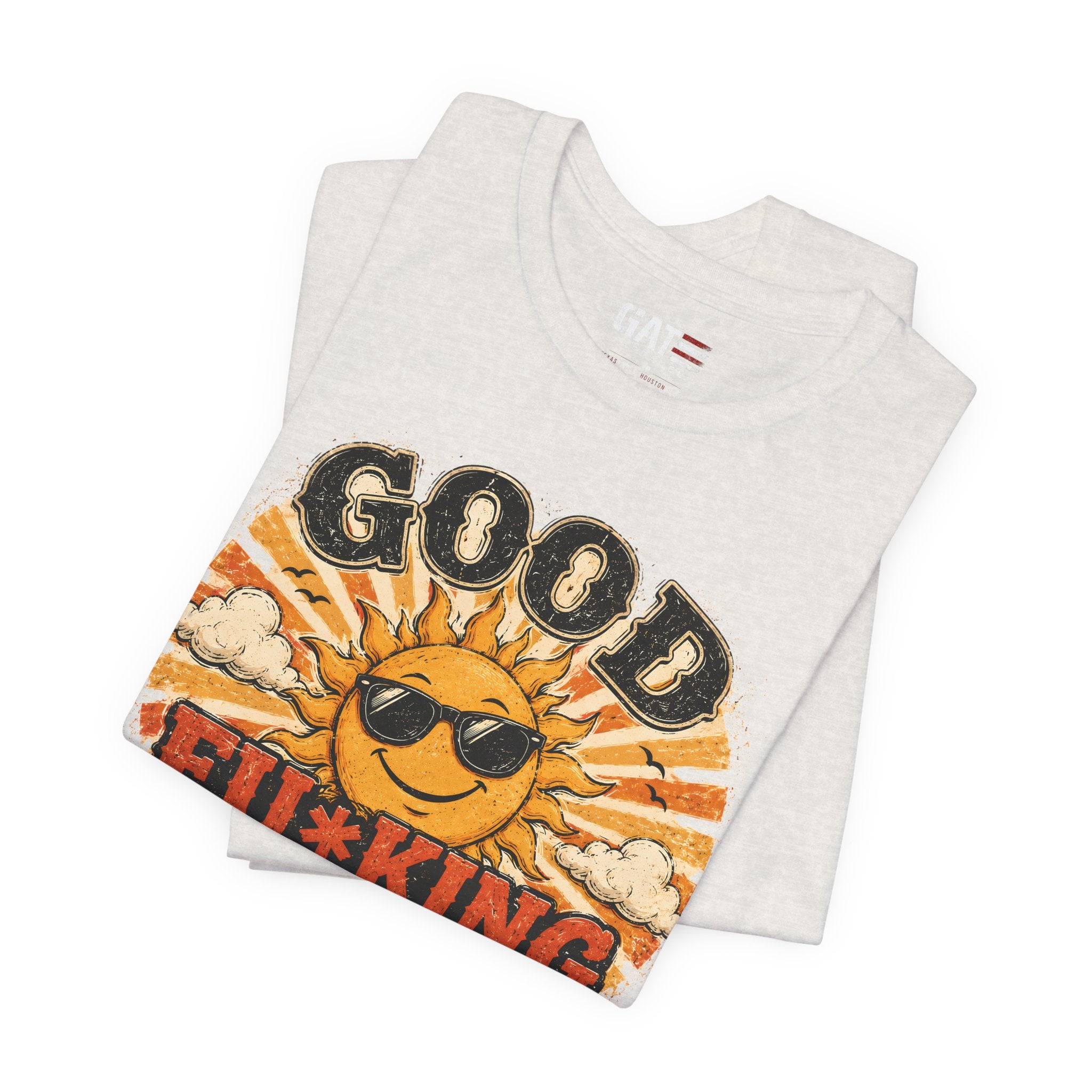 Good Fu*king Morning Shirt, Funny Sarcastic T Shirt, Retro Sunrise Tee, Coffee Lover Gift, Morning Person Humor Tee
