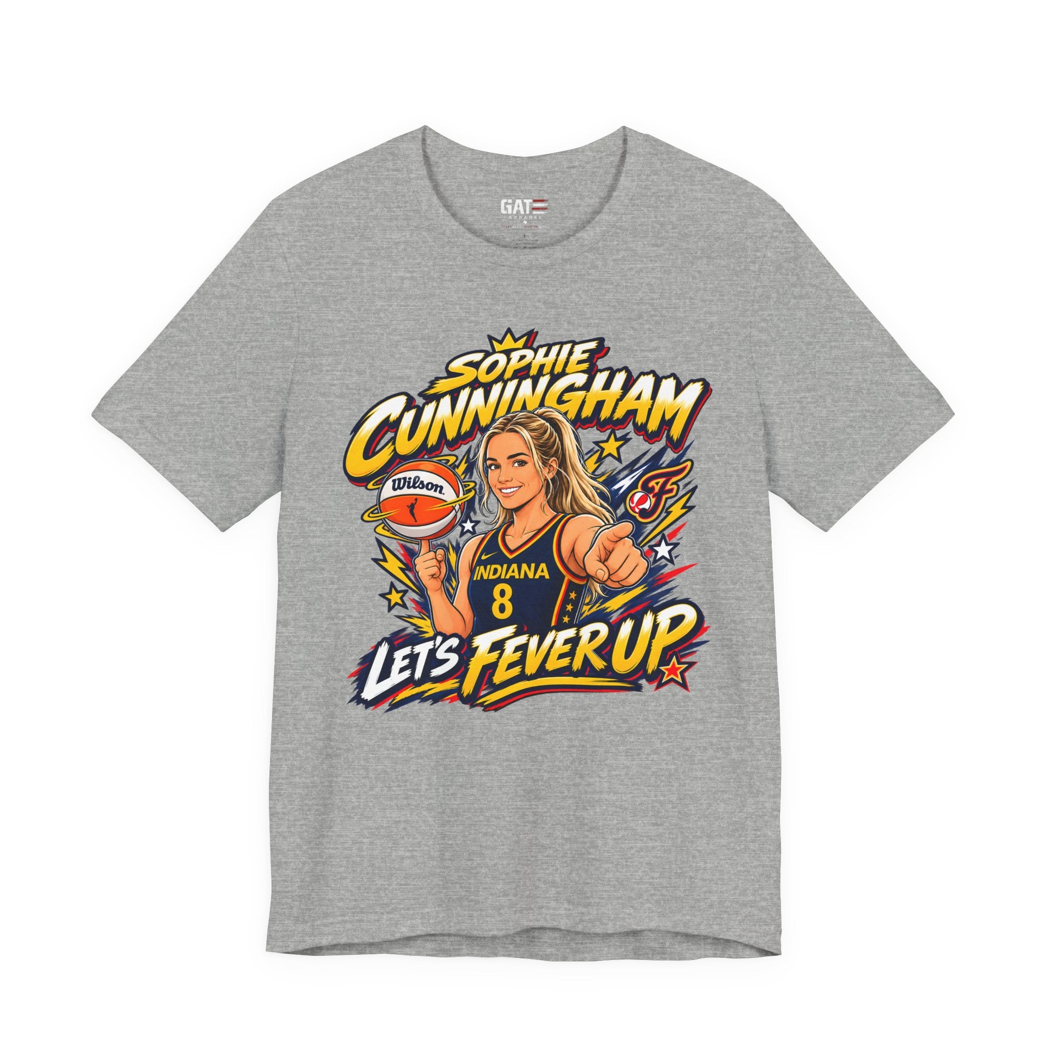 Sophie Cunningham Indiana Fever #8 T-Shirt Fever Up WNBA Basketball Graphic Tee