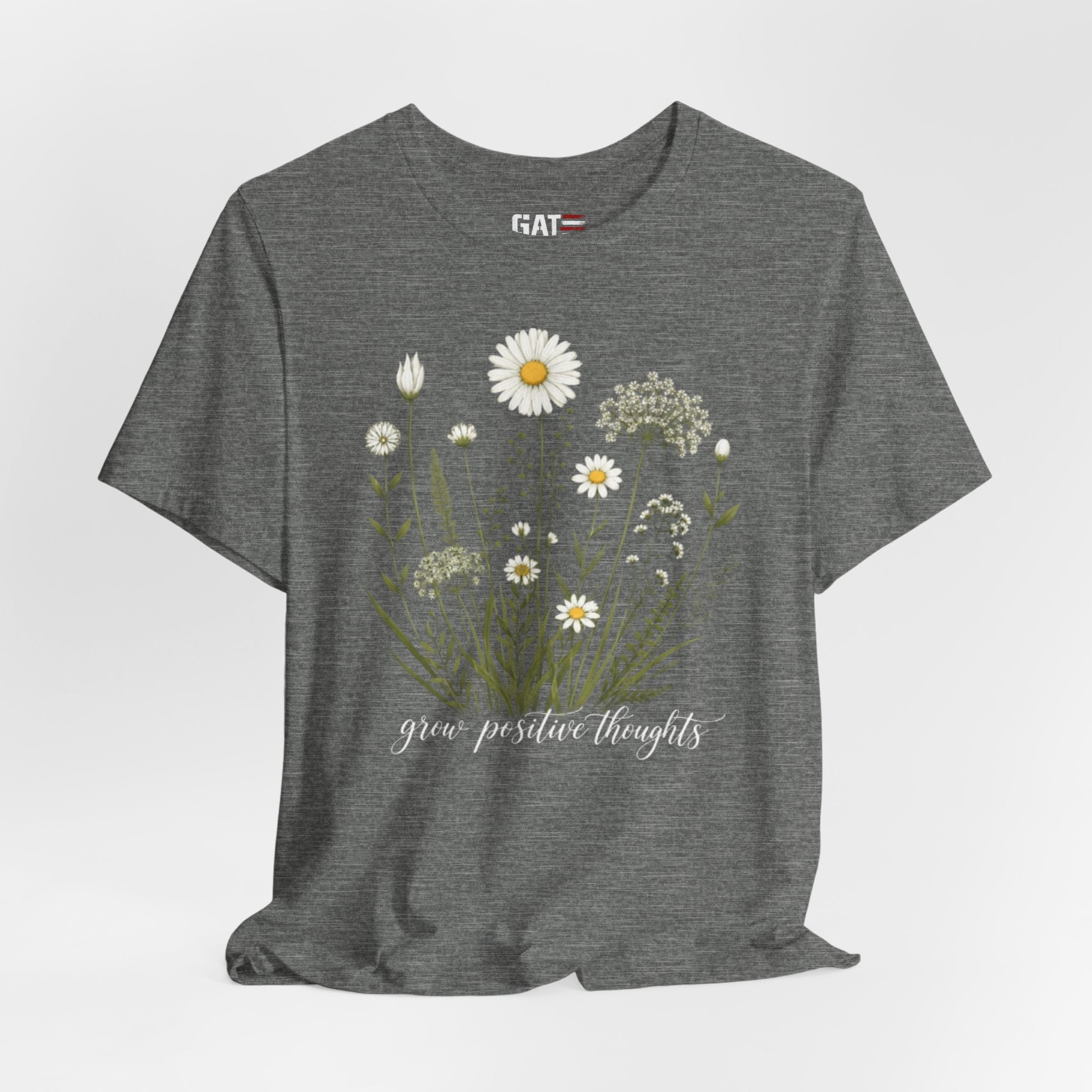 Floral 'Grow Positive Thoughts' T‑Shirt