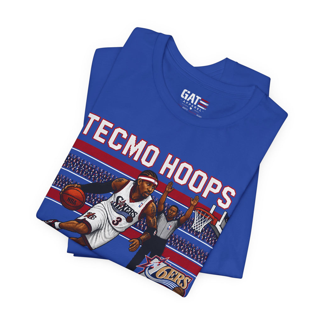 Tecmo Hoops Allen Iverson Crossover Sixers Tee | Basketball Retro Graphic Shirt