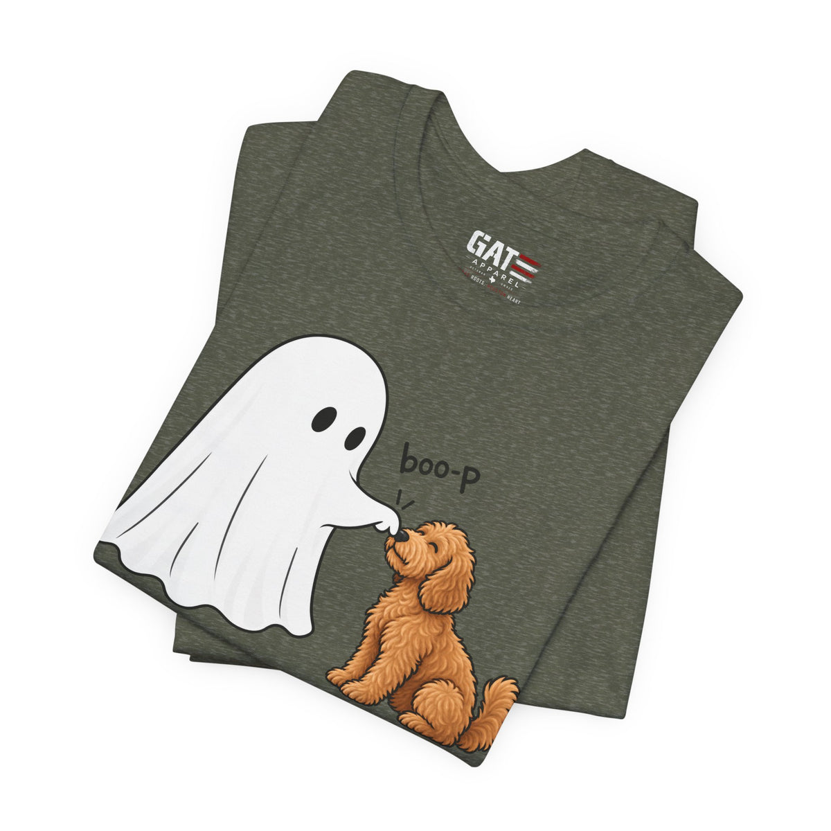 Halloween Ghost & Doodle— "boo-p" Cute Dog Halloween T-Shirt