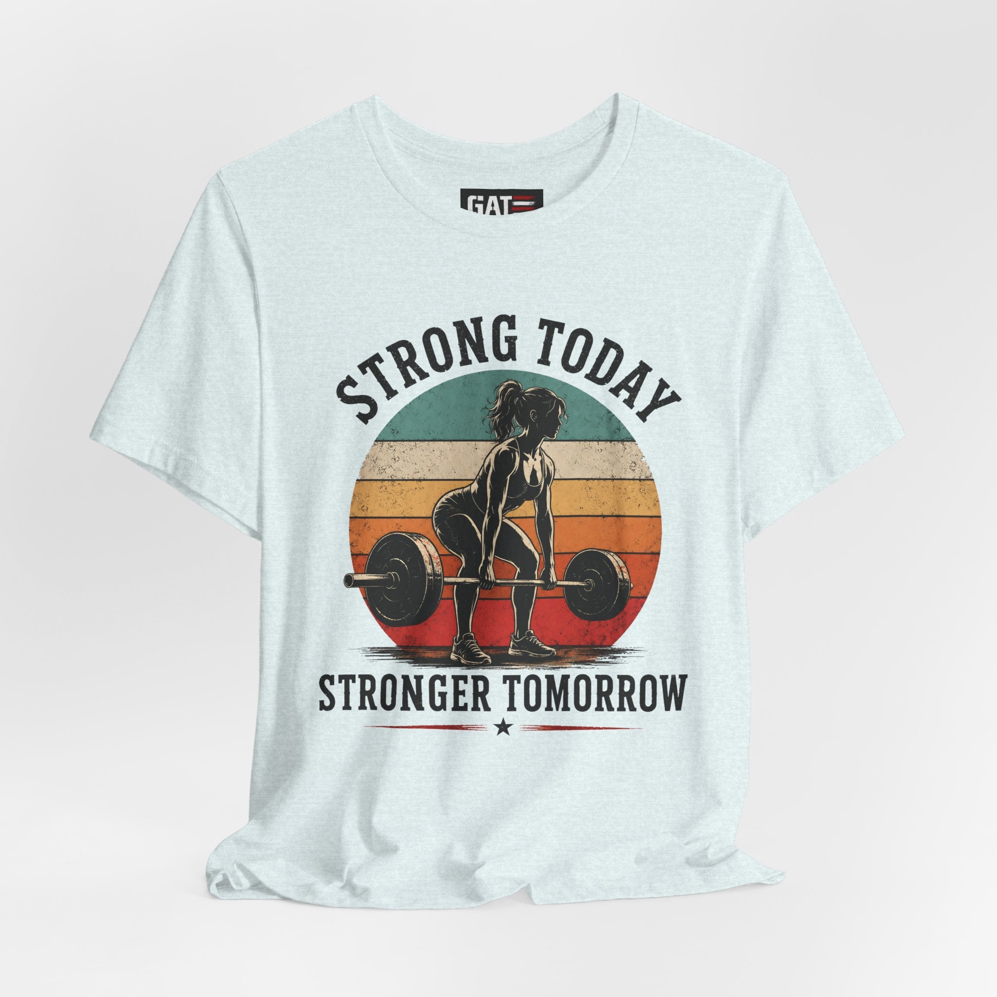 Strong Today Stronger Tomorrow Shirt, Women's Gym Shirt, Retro Weightlifting Tee, Fitness Gift for Women
