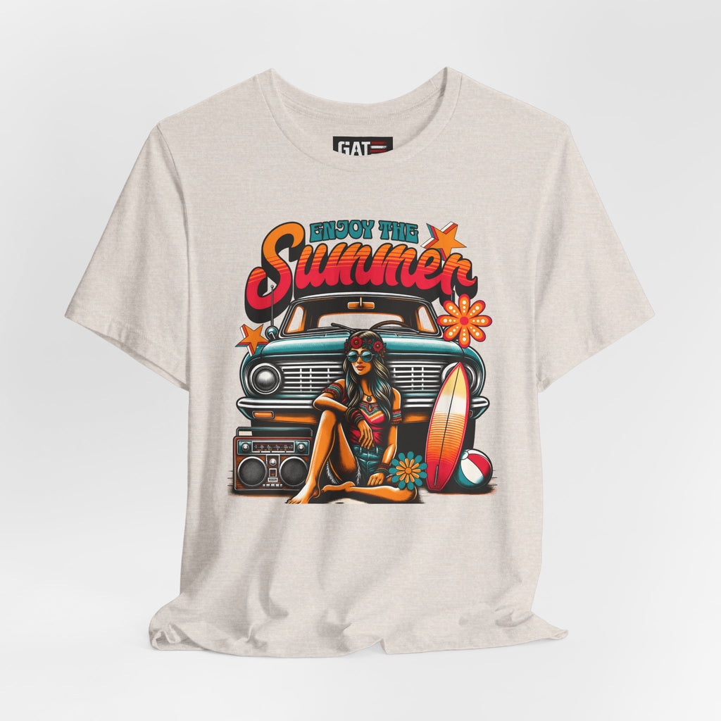 Enjoy The Summer Shirt, Retro Beach Tee, Vintage Surf Shirt, Hippie Summer T Shirt, Boho Vacation Shirt, Groovy Summer Graphic Tee