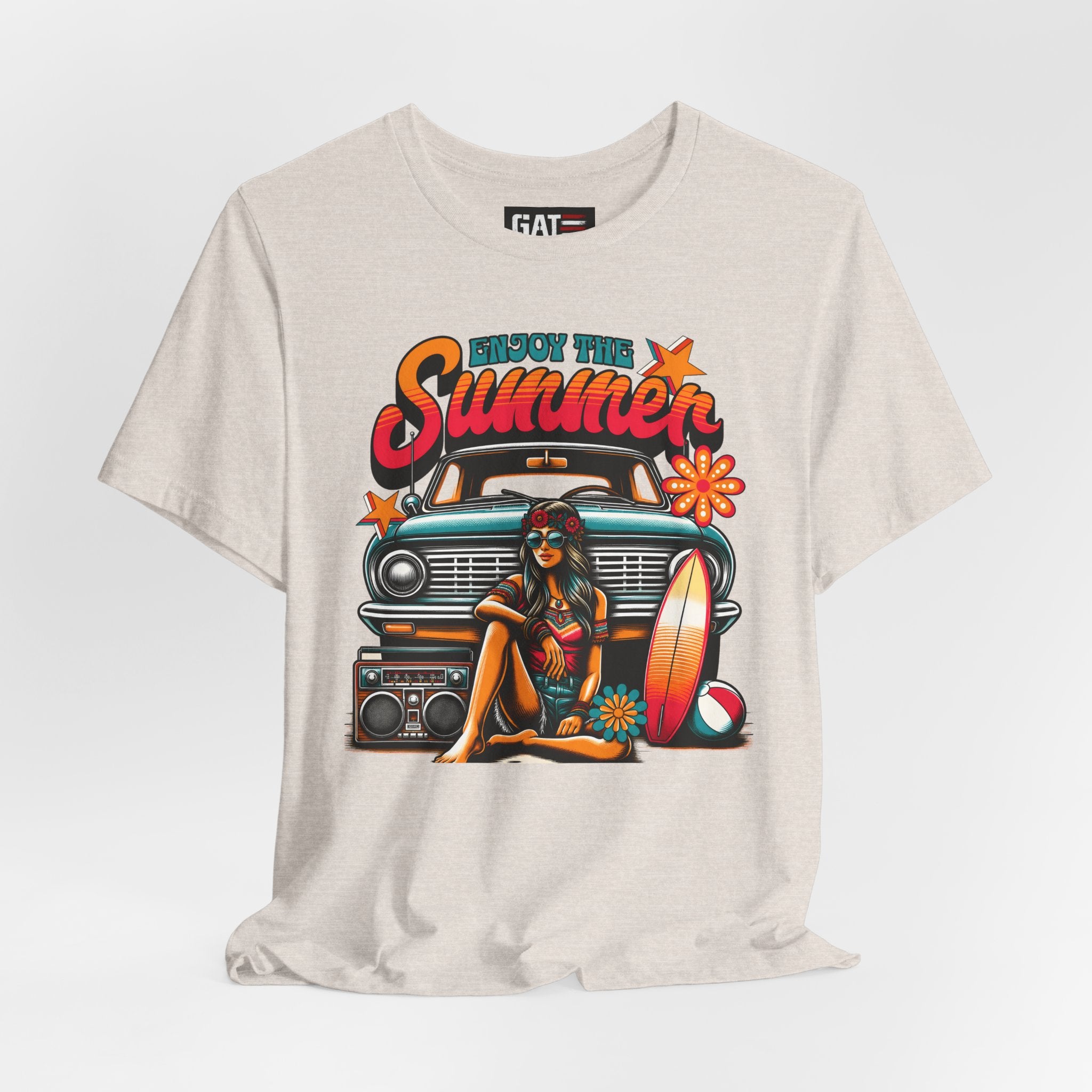Enjoy The Summer Shirt, Retro Beach Tee, Vintage Surf Shirt, Hippie Summer T Shirt, Boho Vacation Shirt, Groovy Summer Graphic Tee