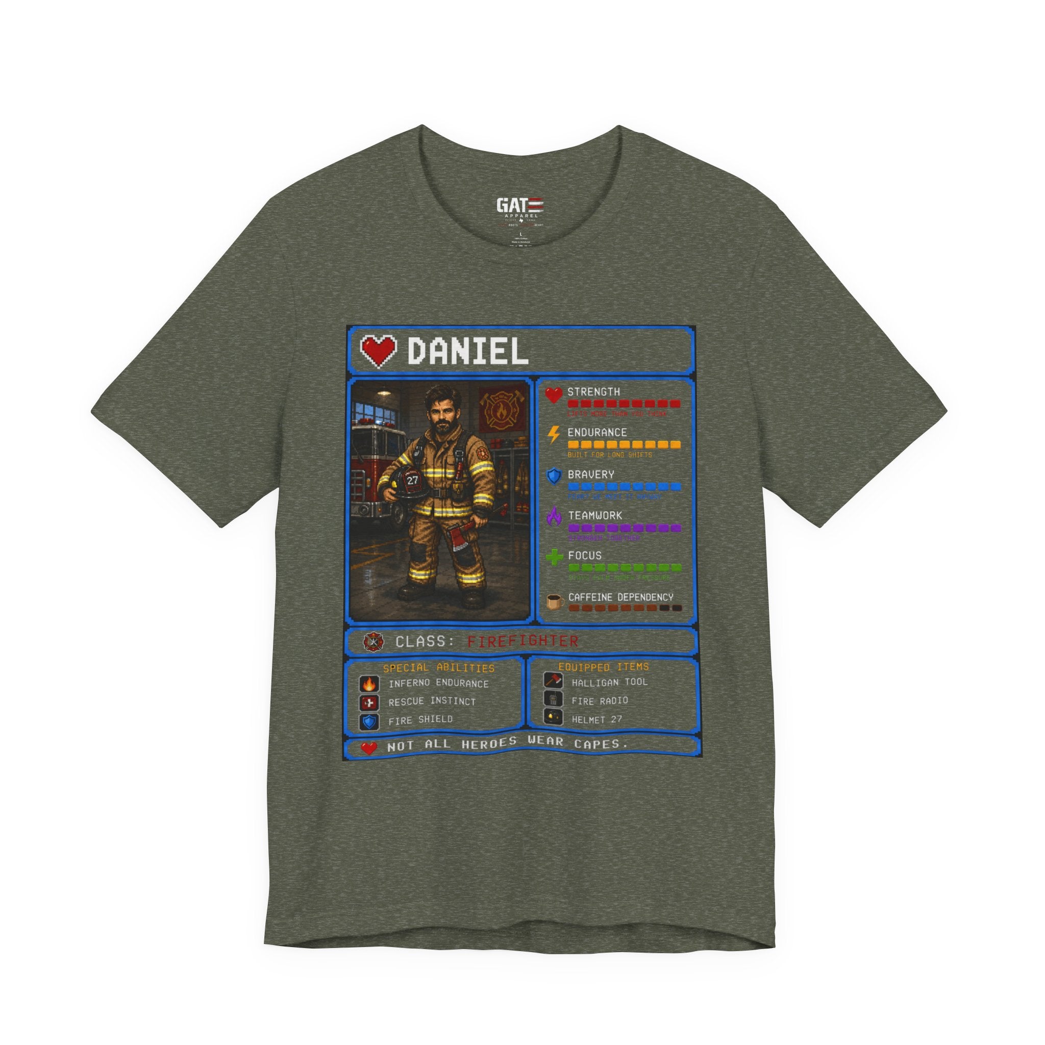 Custom Firefighter RPG Character Shirt | Personalized Firefighter Gift
