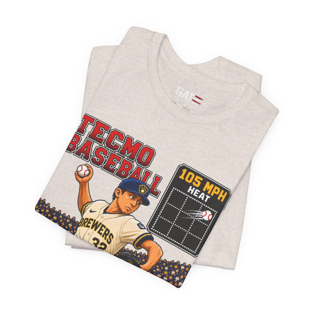 Tecmo Baseball Pitcher Graphic Tee — Jacob Misiorowski #32 Vintage Video Game Style