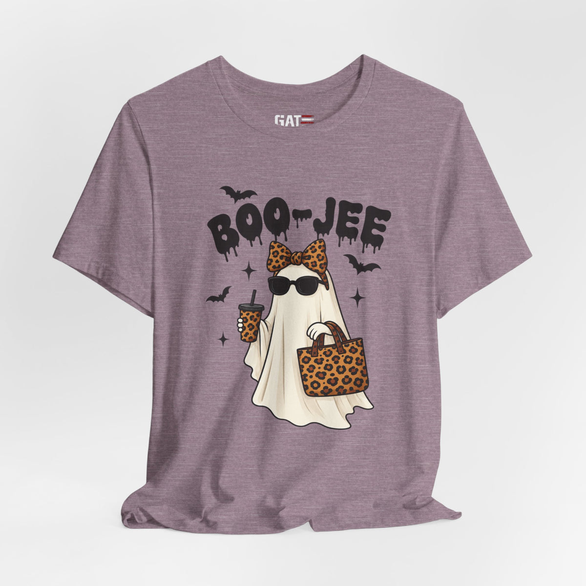 Boo-Jee Leopard Ghost Tee — Cute Halloween Graphic T-Shirt