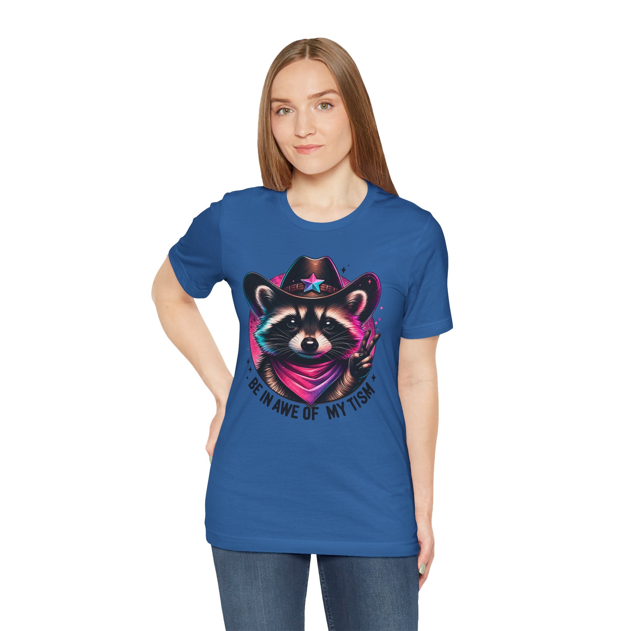 Raccoon Cowboy Graphic Tee – "Be in Awe of My Tism" Cute Western Animal T-Shirt