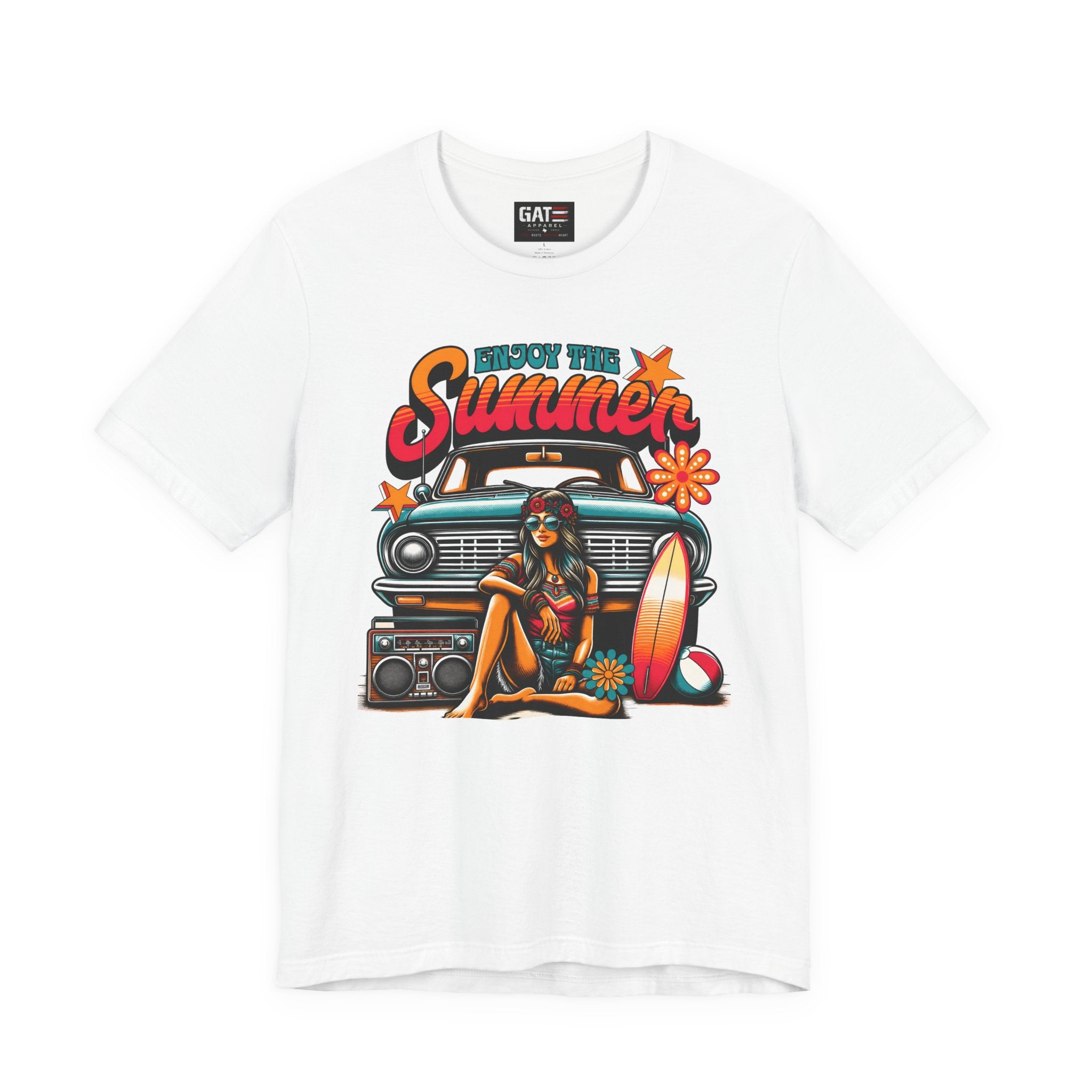 Enjoy The Summer Shirt, Retro Beach Tee, Vintage Surf Shirt, Hippie Summer T Shirt, Boho Vacation Shirt, Groovy Summer Graphic Tee
