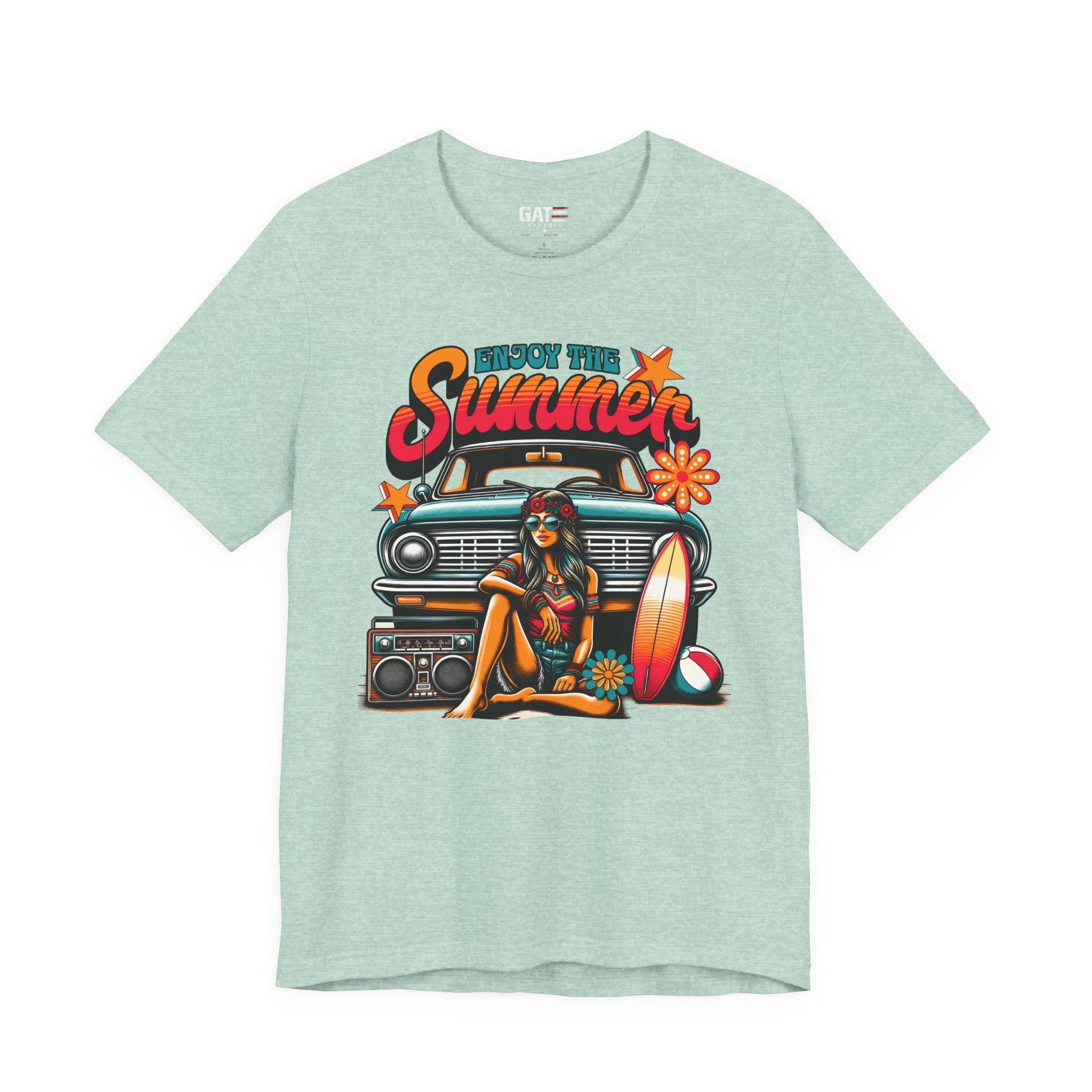 Enjoy The Summer Shirt, Retro Beach Tee, Vintage Surf Shirt, Hippie Summer T Shirt, Boho Vacation Shirt, Groovy Summer Graphic Tee