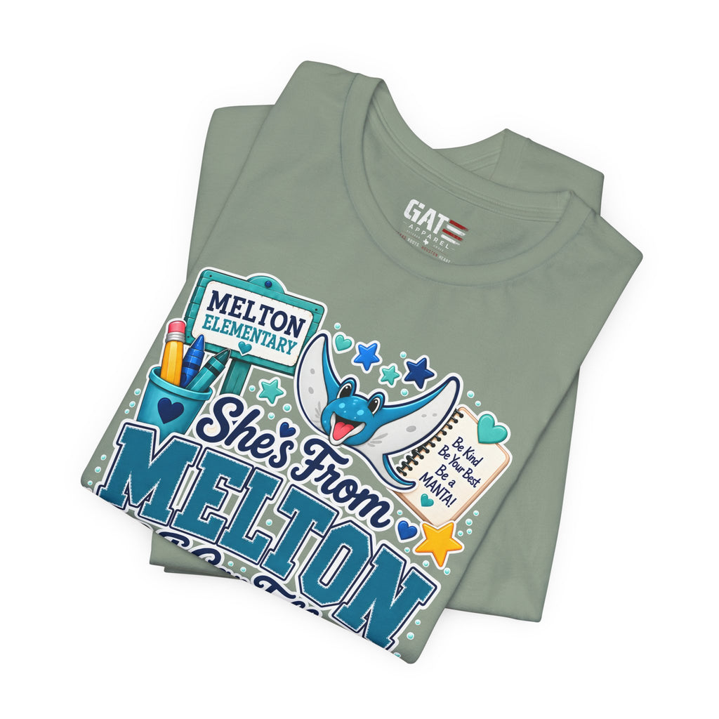 She's From Melton School Tee — Manta Pride Elementary Graphic T‑Shirt
