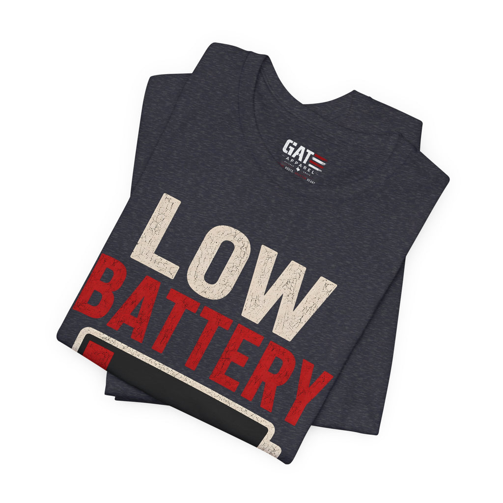 Low Battery Dad of 2 Kids Shirt, Funny Tired Dad Tee, Father of Four Gift, Parenting Humor Shirt, Exhausted Dad Graphic Tee