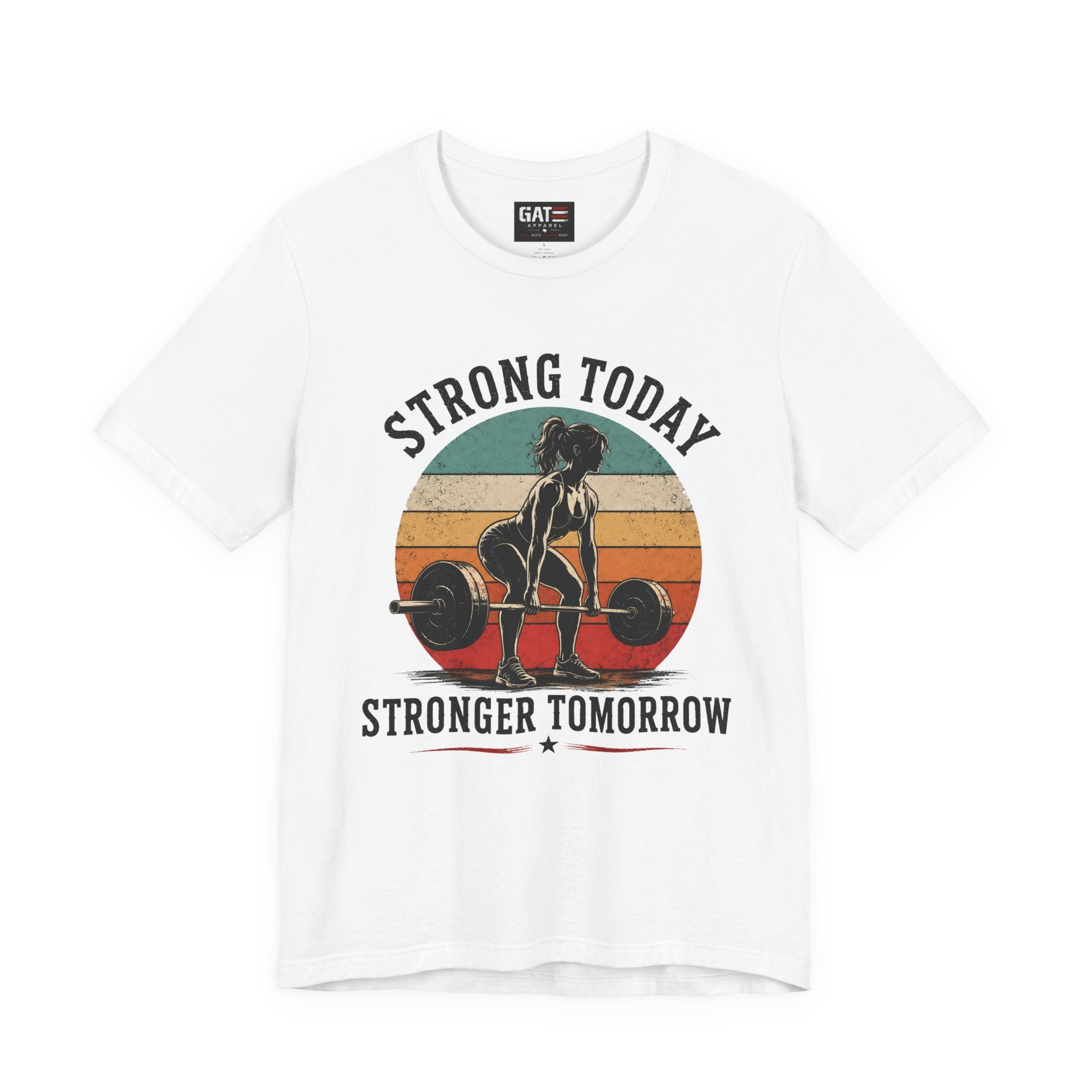 Strong Today Stronger Tomorrow Shirt, Women's Gym Shirt, Retro Weightlifting Tee, Fitness Gift for Women