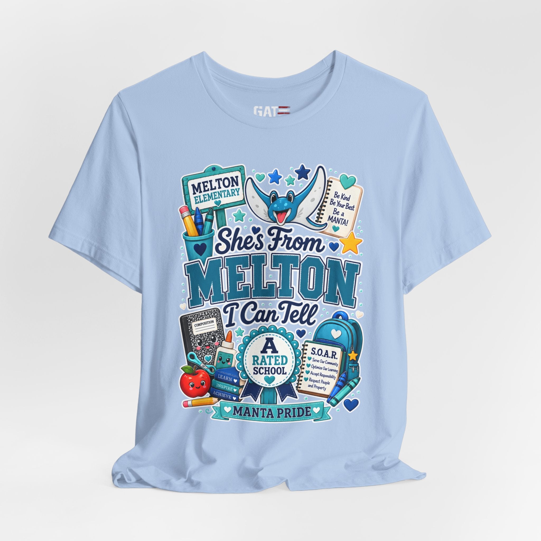 She's From Melton School Tee — Manta Pride Elementary Graphic T‑Shirt