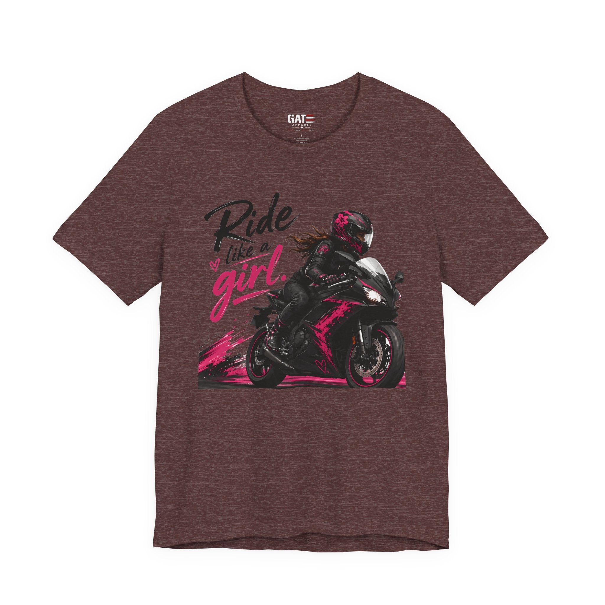 Ride Like A Girl Shirt, Women Motorcycle Rider Tee, Pink Biker Shirt, Moto Girl Gift, Sport Bike Shirt, Female Rider Tee