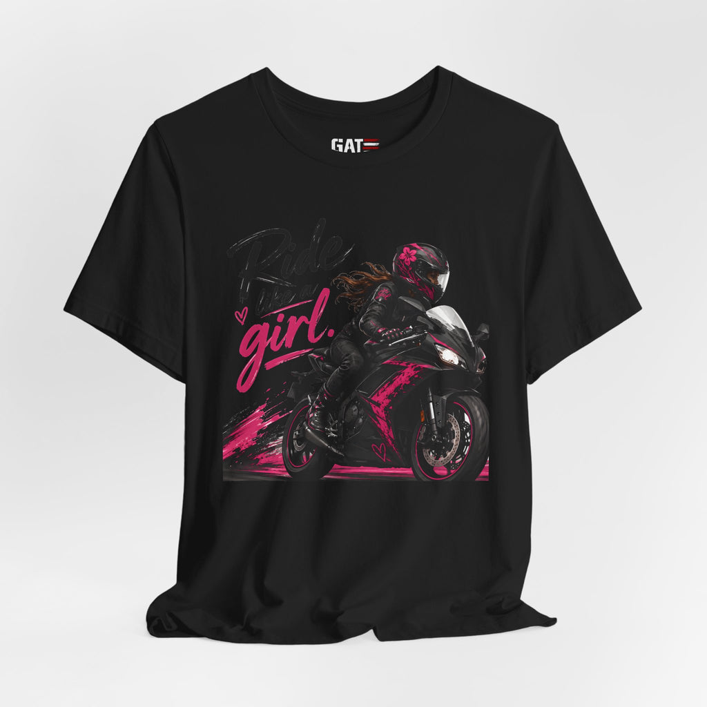 Ride Like A Girl Shirt, Women Motorcycle Rider Tee, Pink Biker Shirt, Moto Girl Gift, Sport Bike Shirt, Female Rider Tee
