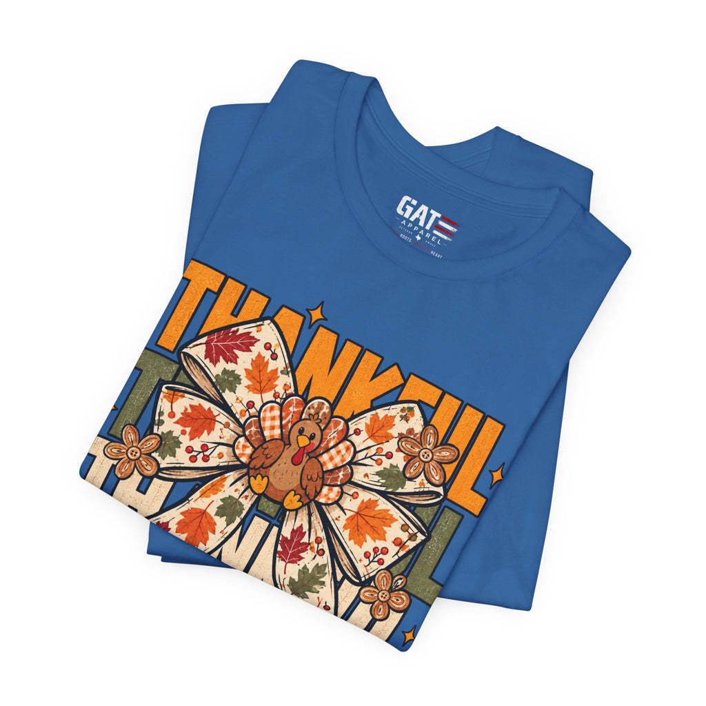 Thankful Bow Tee — Retro Fall Thanksgiving Graphic T-Shirt