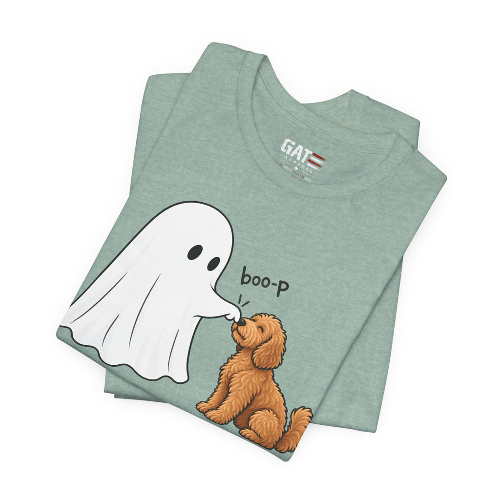 Halloween Ghost & Doodle— "boo-p" Cute Dog Halloween T-Shirt