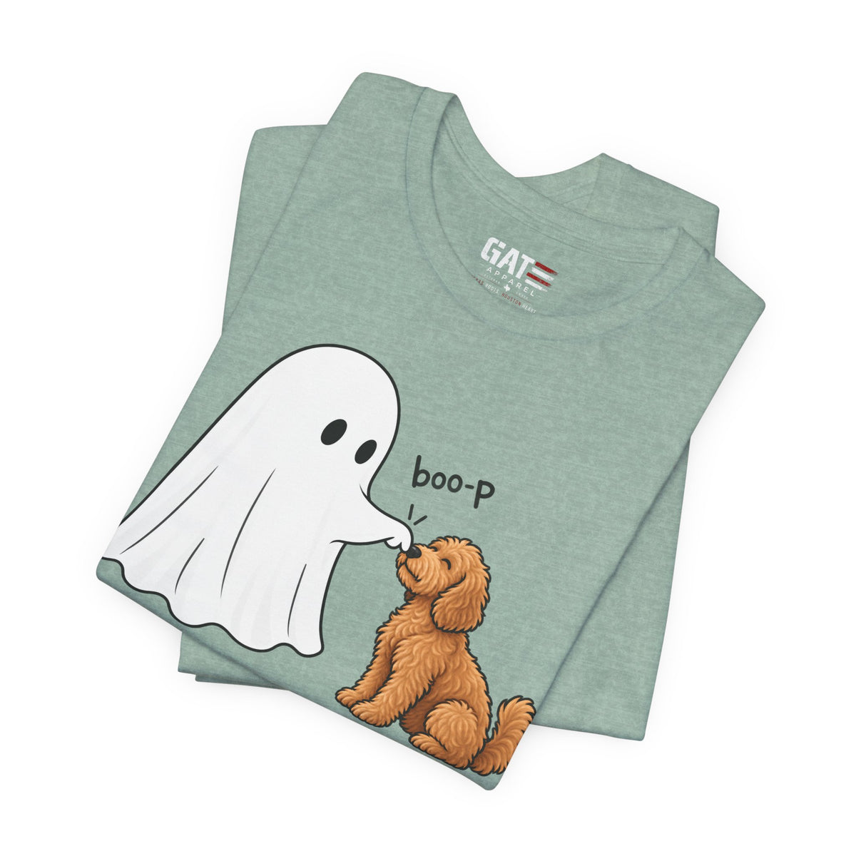 Halloween Ghost & Doodle— "boo-p" Cute Dog Halloween T-Shirt