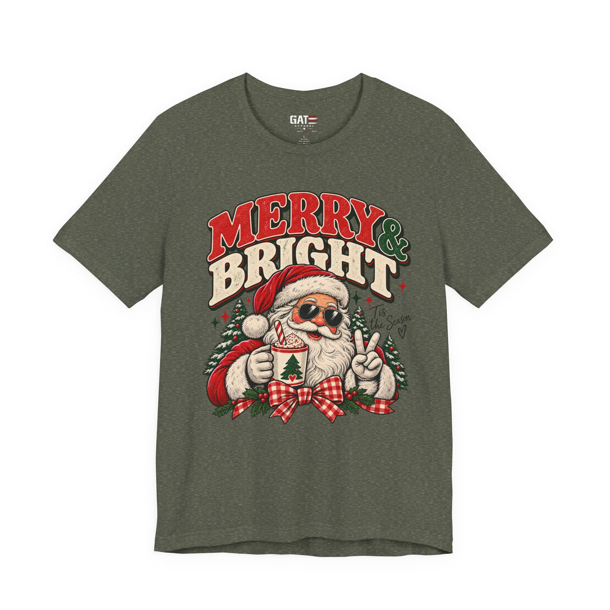 Merry & Bright Santa Shirt | Retro Christmas Graphic Tee